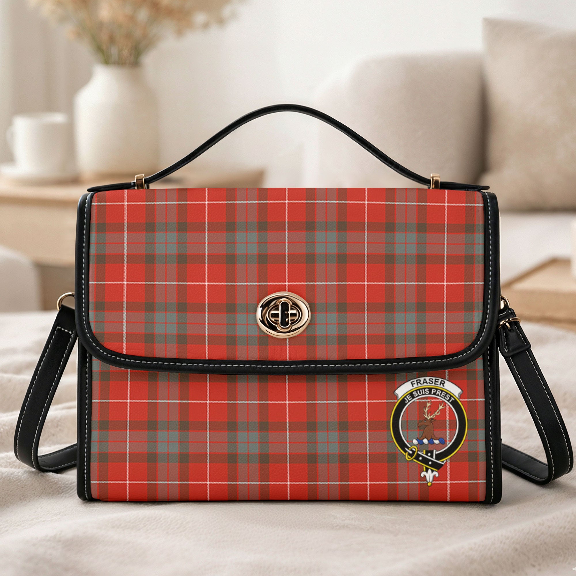 Fraser (of Lovat) Weathered Tartan Crest Satchel Bag
