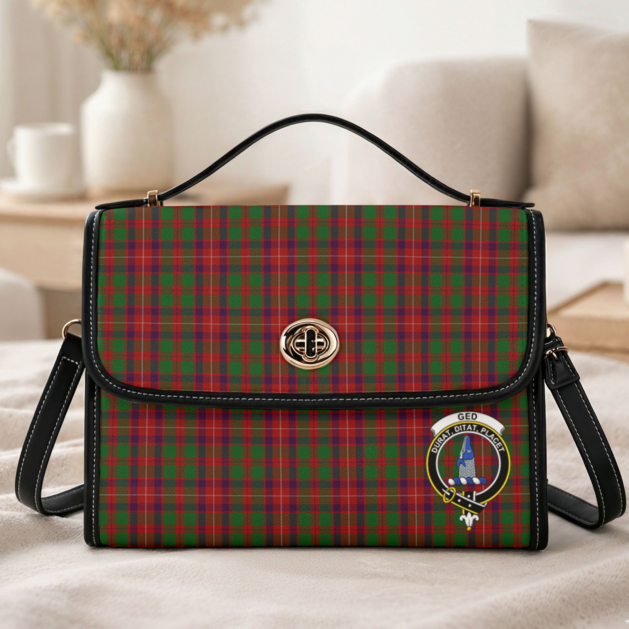 Ged Tartan Crest Satchel Bag