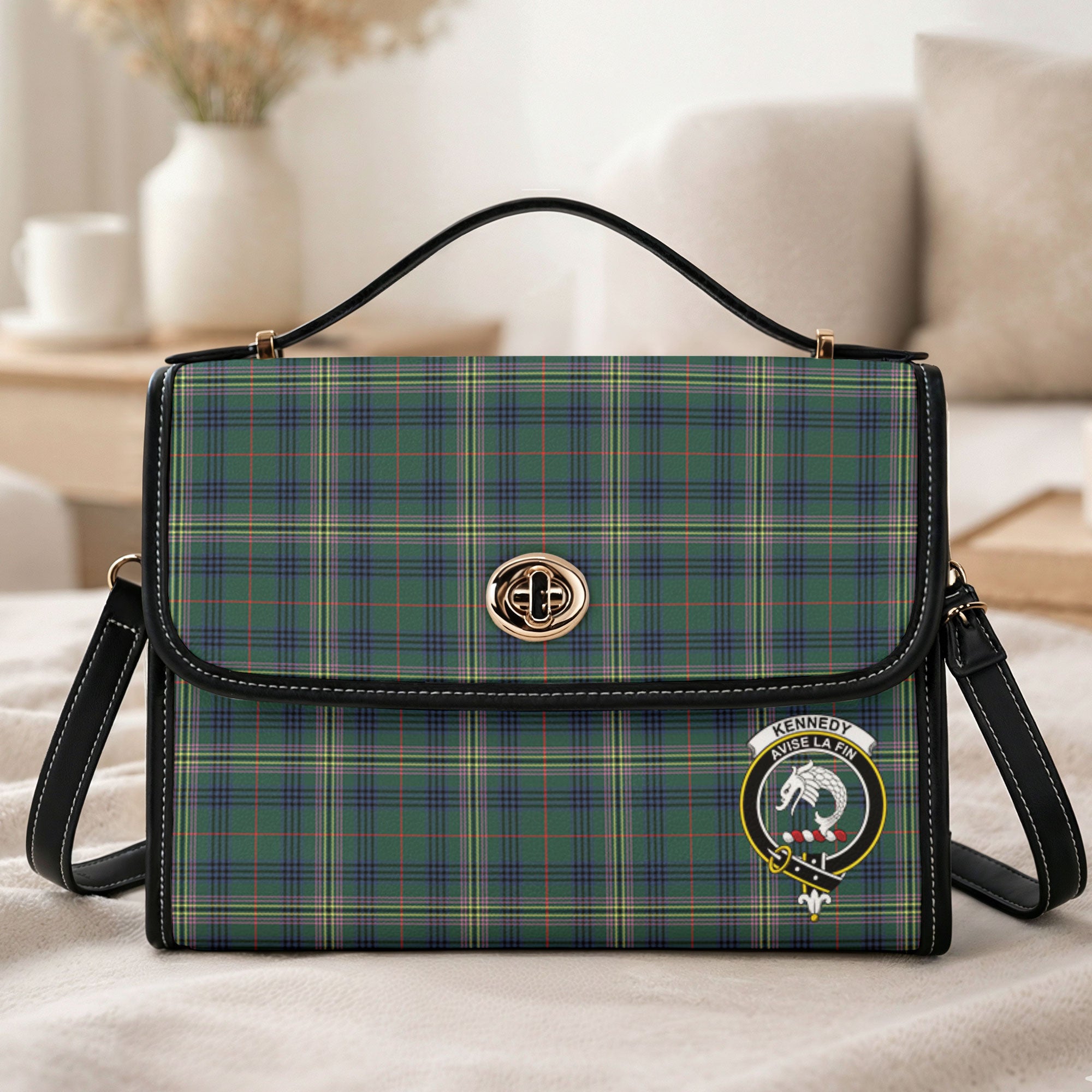 Kennedy Modern Tartan Crest Satchel Bag