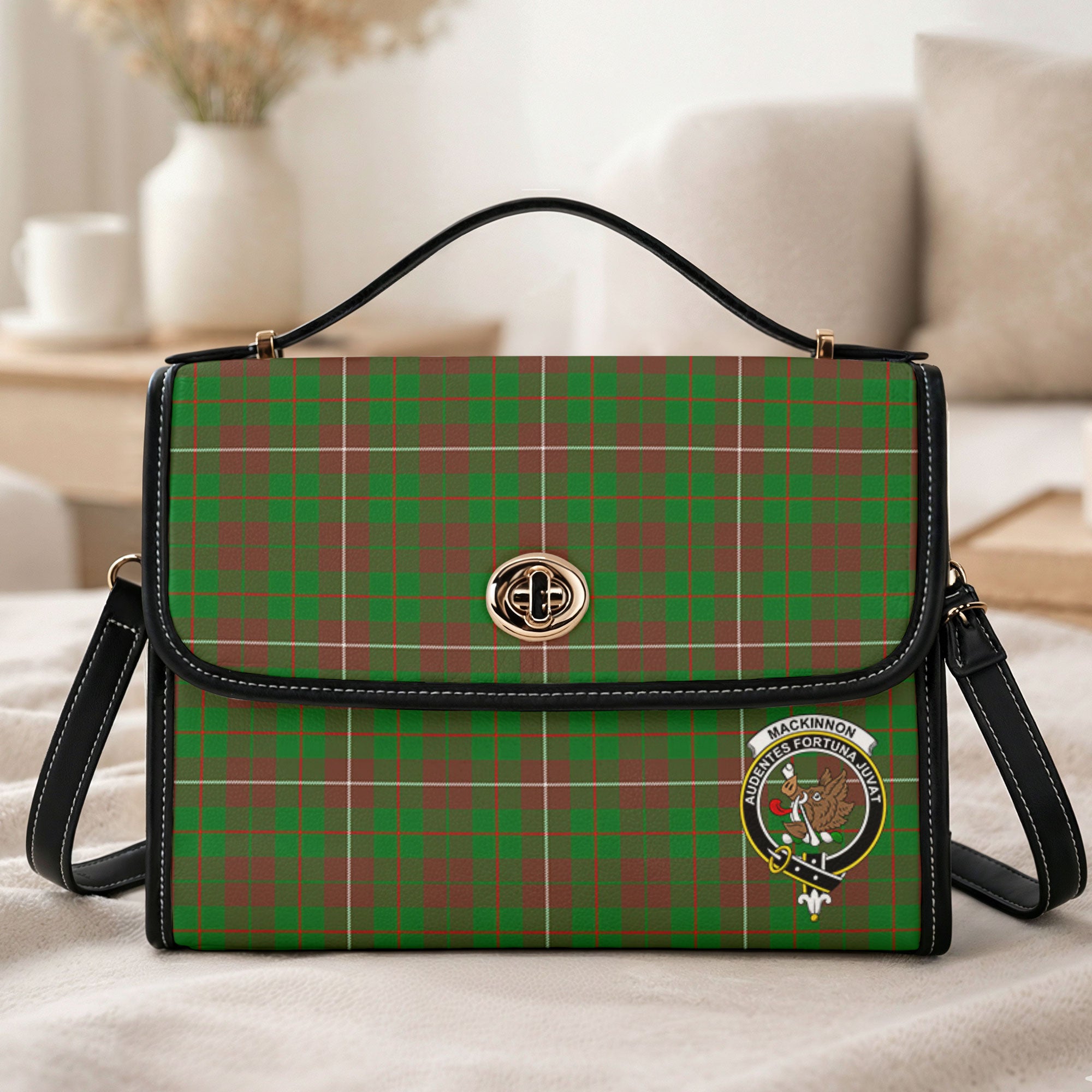 MacKinnon Hunting Modern Tartan Crest Satchel Bag