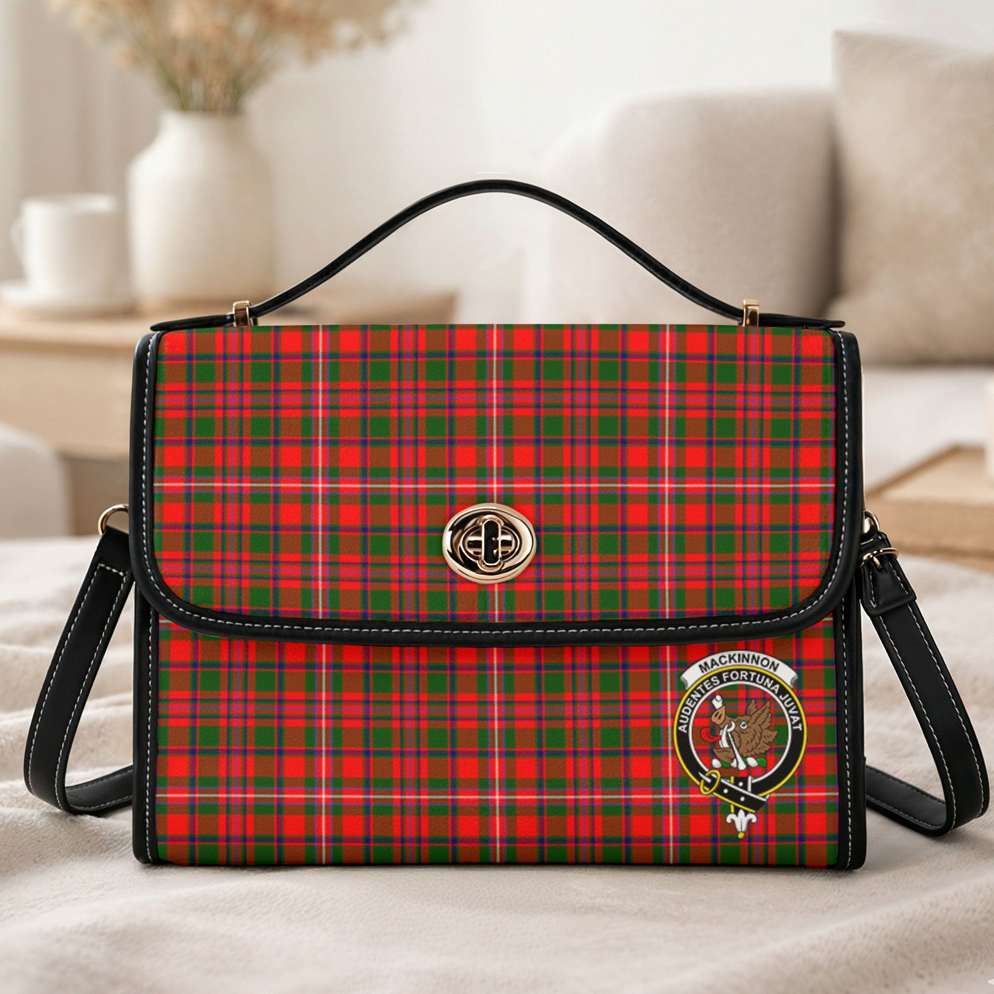 MacKinnon Modern Tartan Crest Satchel Bag