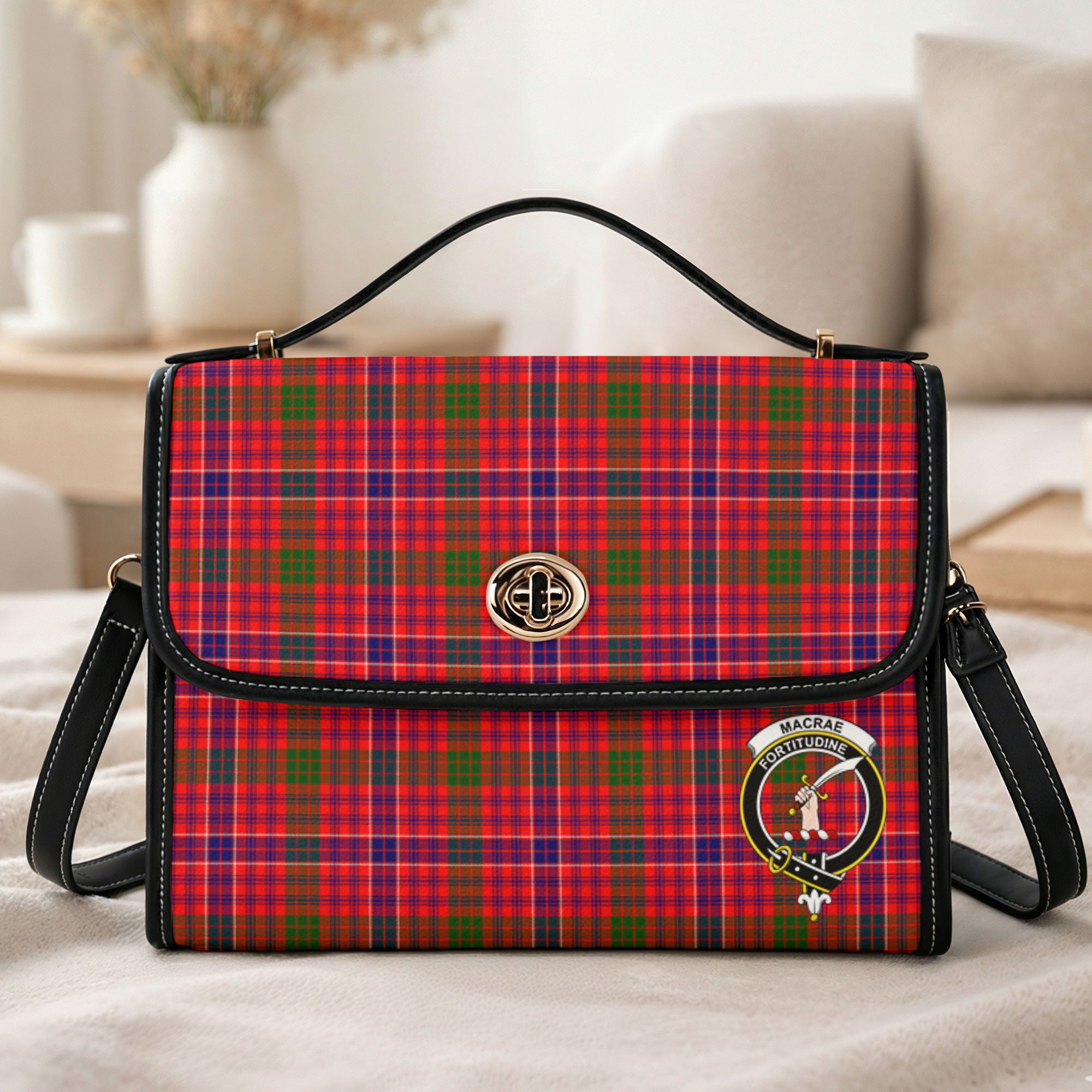 MacRae Modern Tartan Crest Satchel Bag
