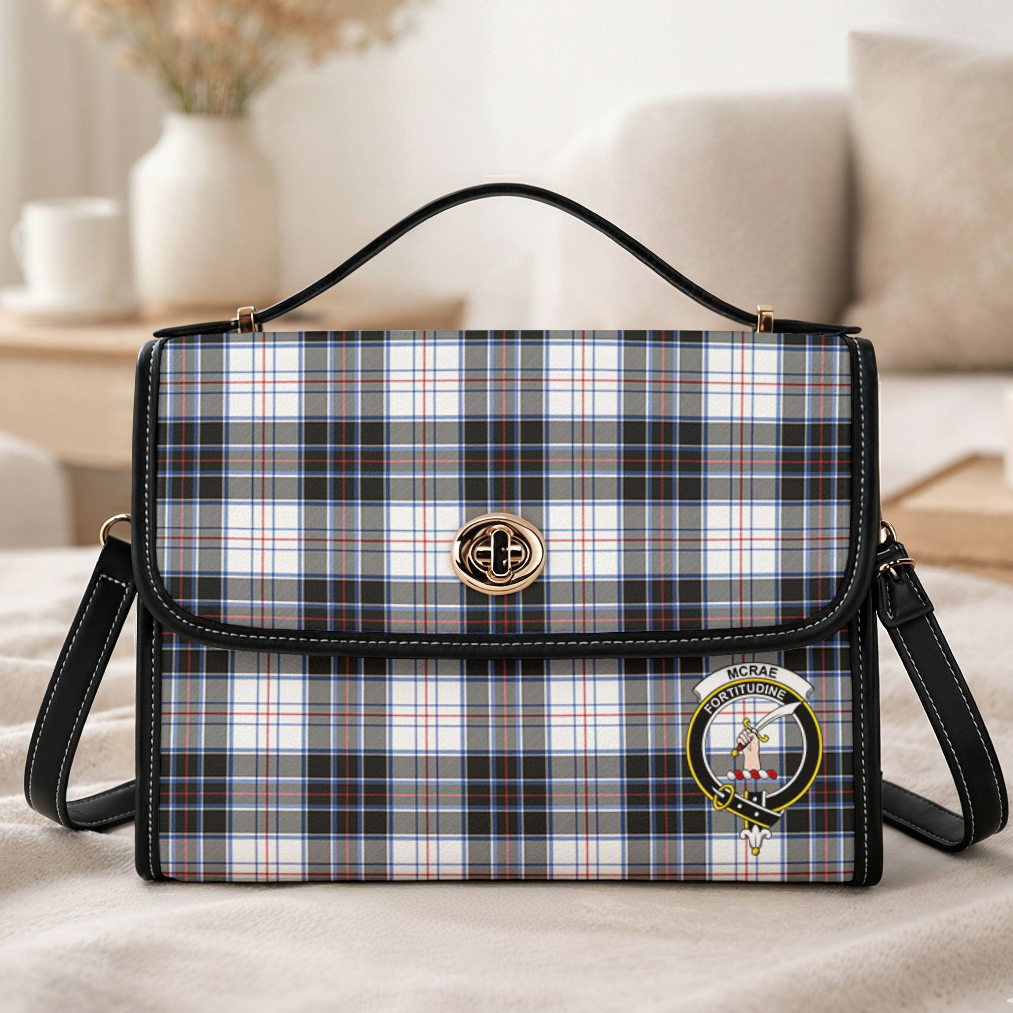 McRae Dress Modern Tartan Crest Satchel Bag
