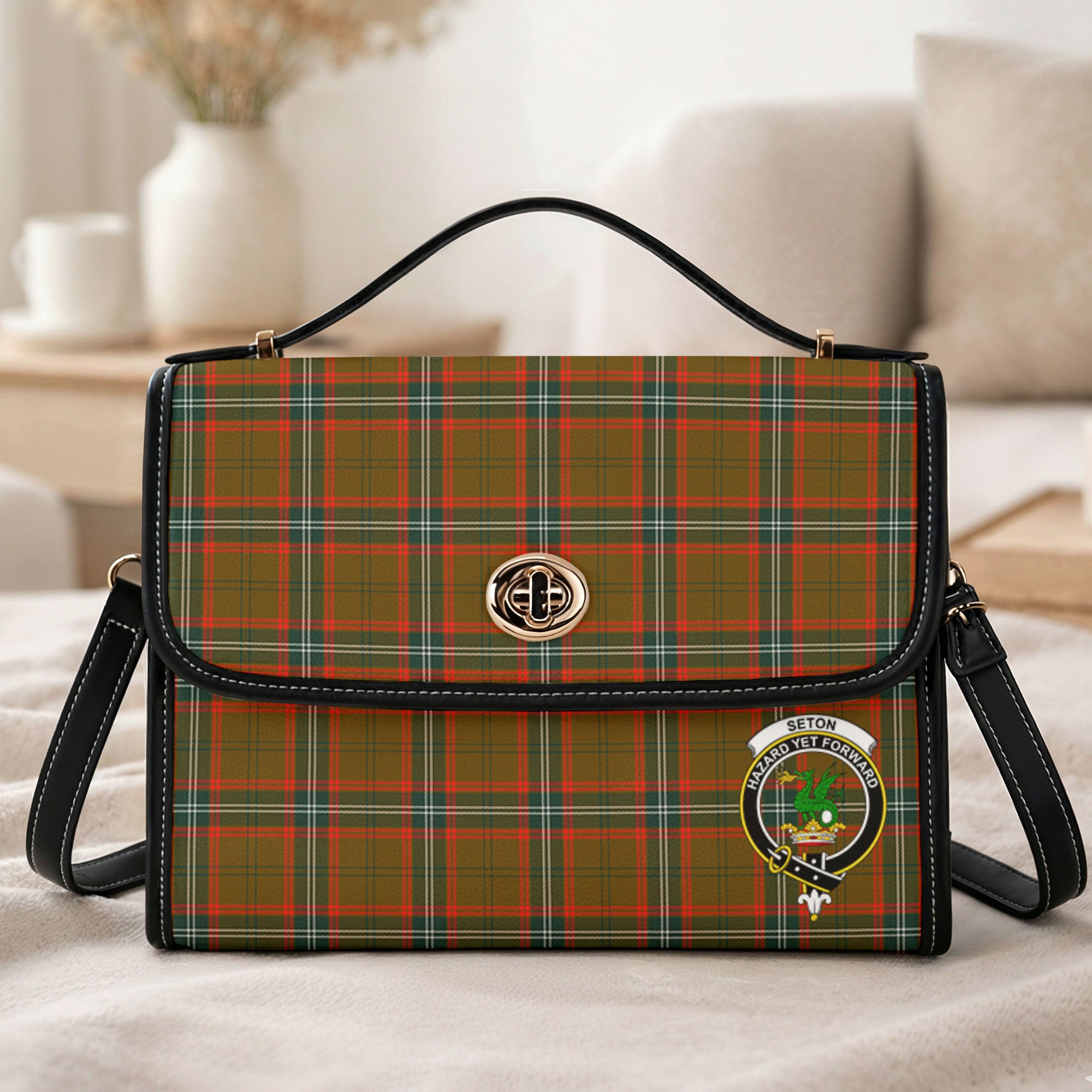 Seton Hunting Modern Tartan Crest Satchel Bag