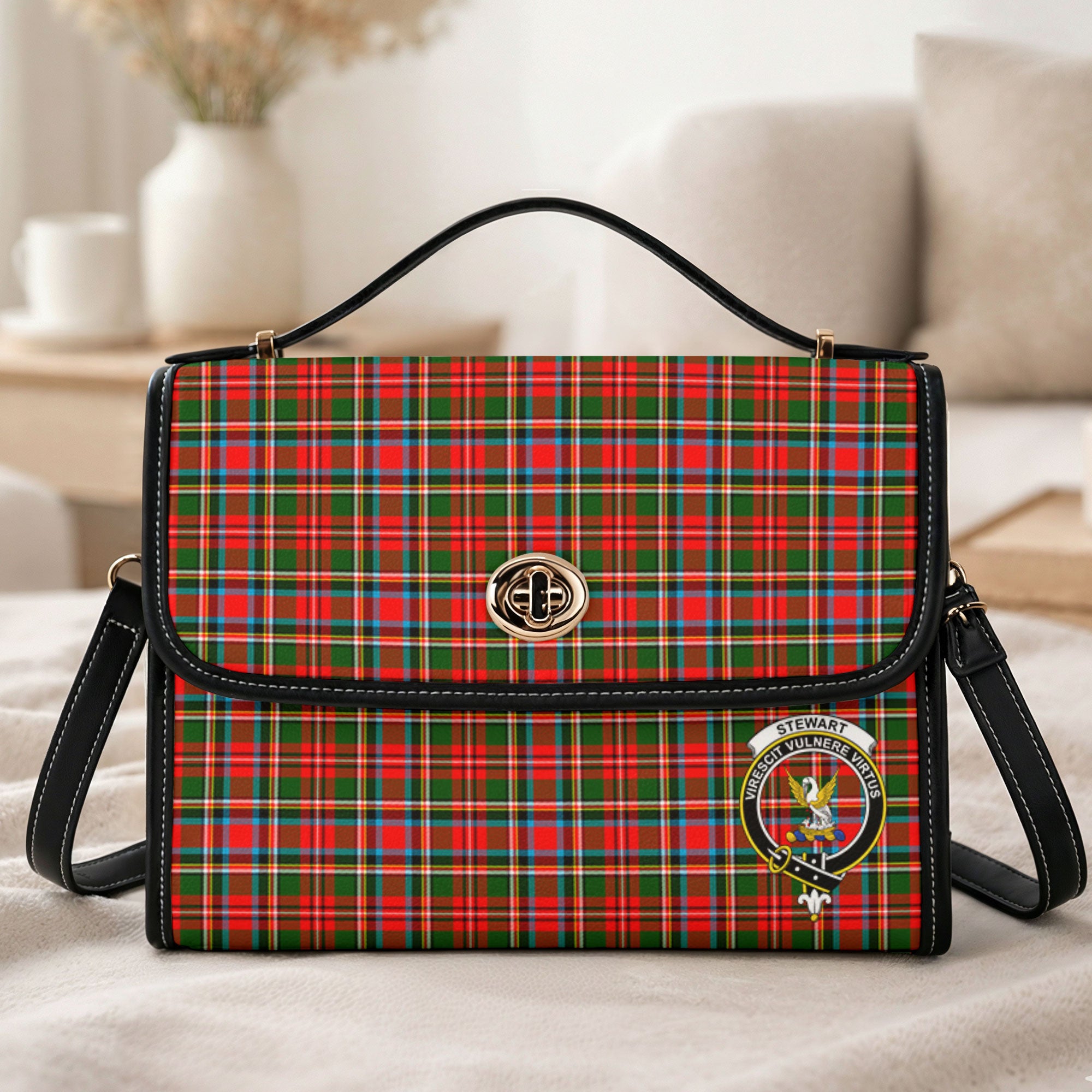 Stewart Royal Tartan Crest Satchel Bag