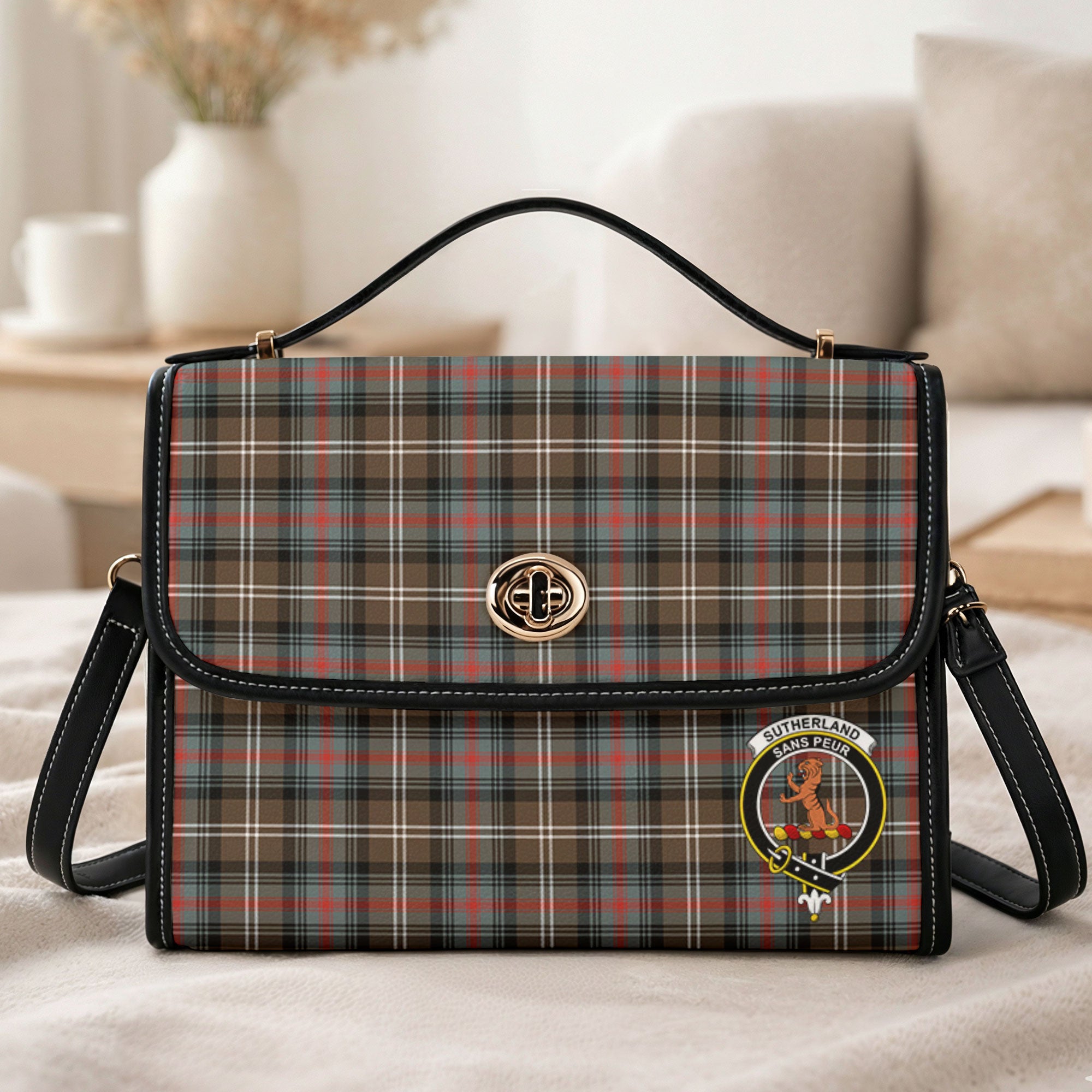 Sutherland Weathered Tartan Crest Satchel Bag