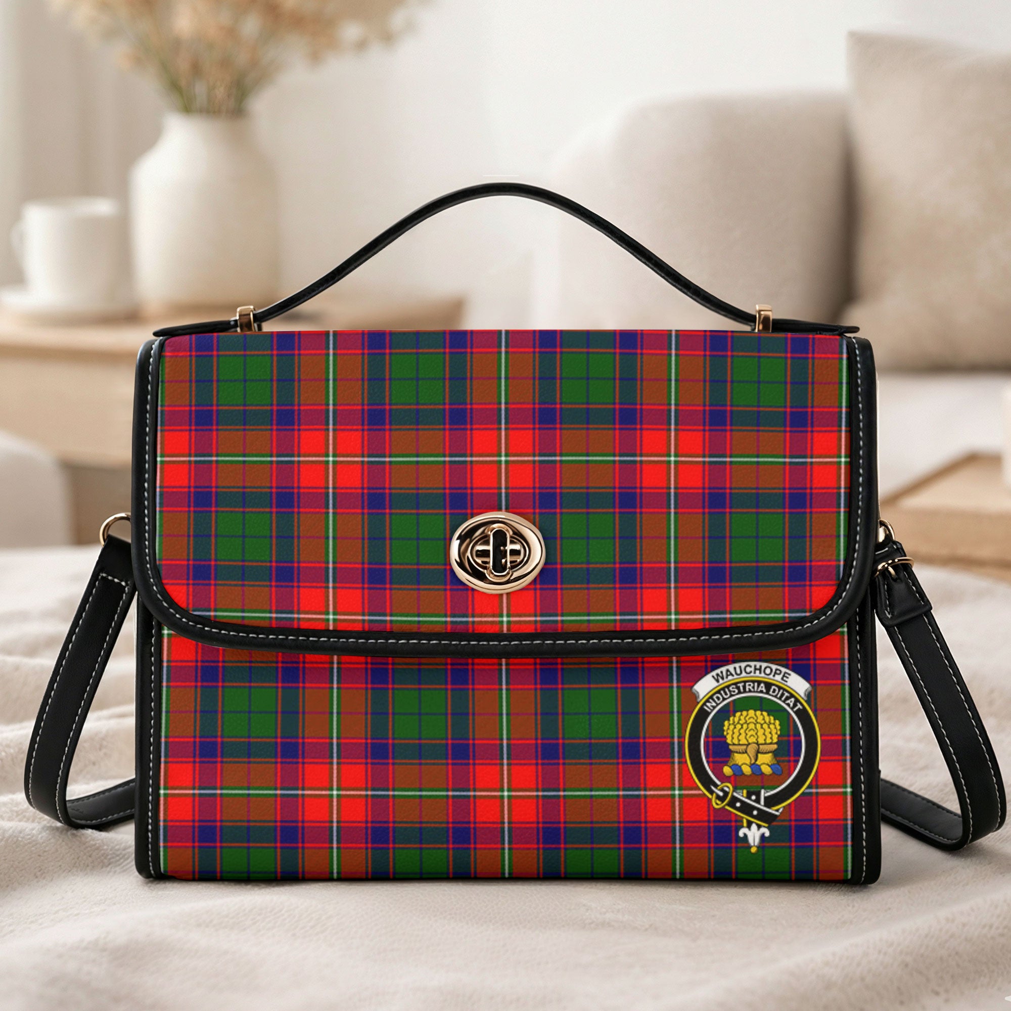 Wauchope (or Waugh) Tartan Crest Satchel Bag