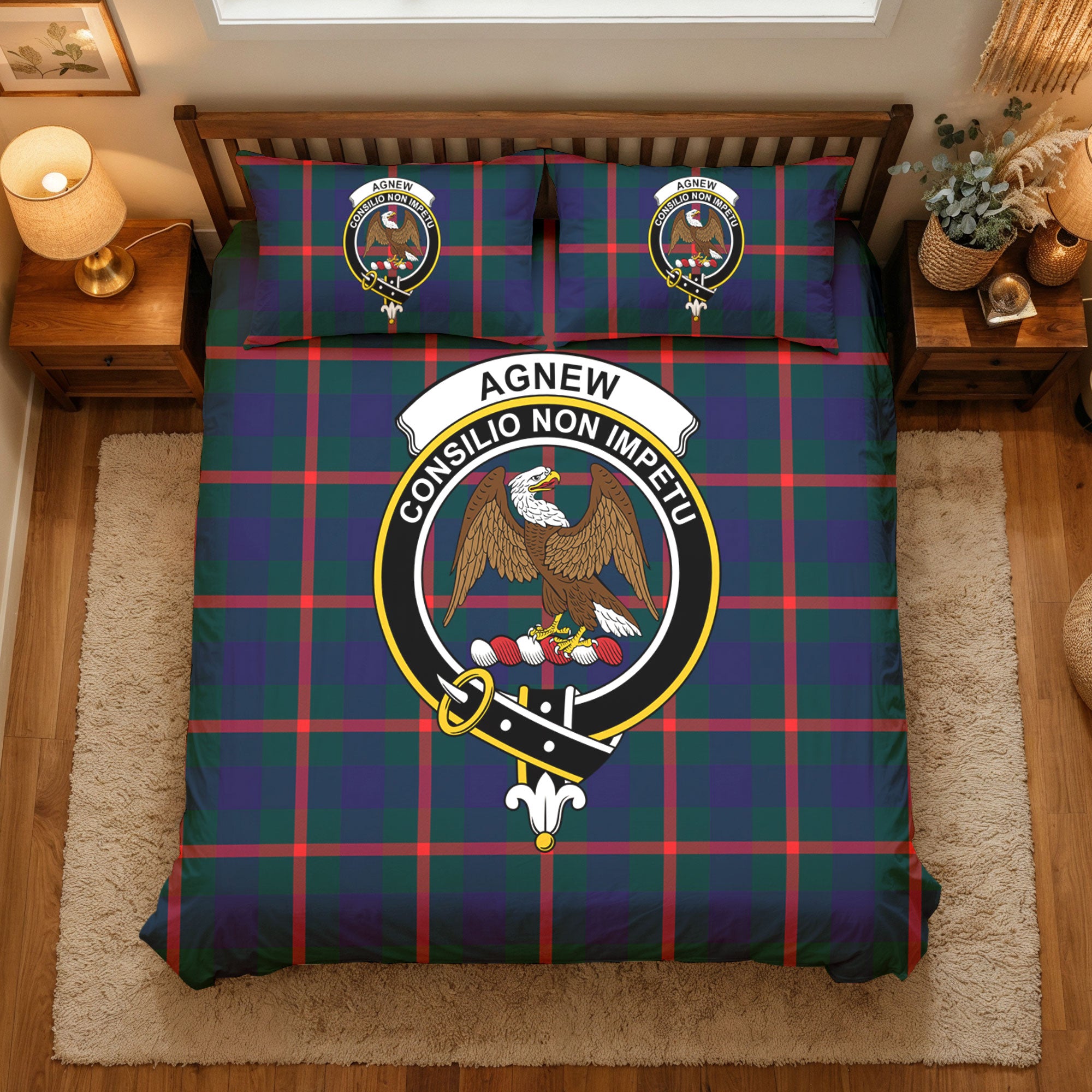Agnew Modern Tartan Crest Bedding Set