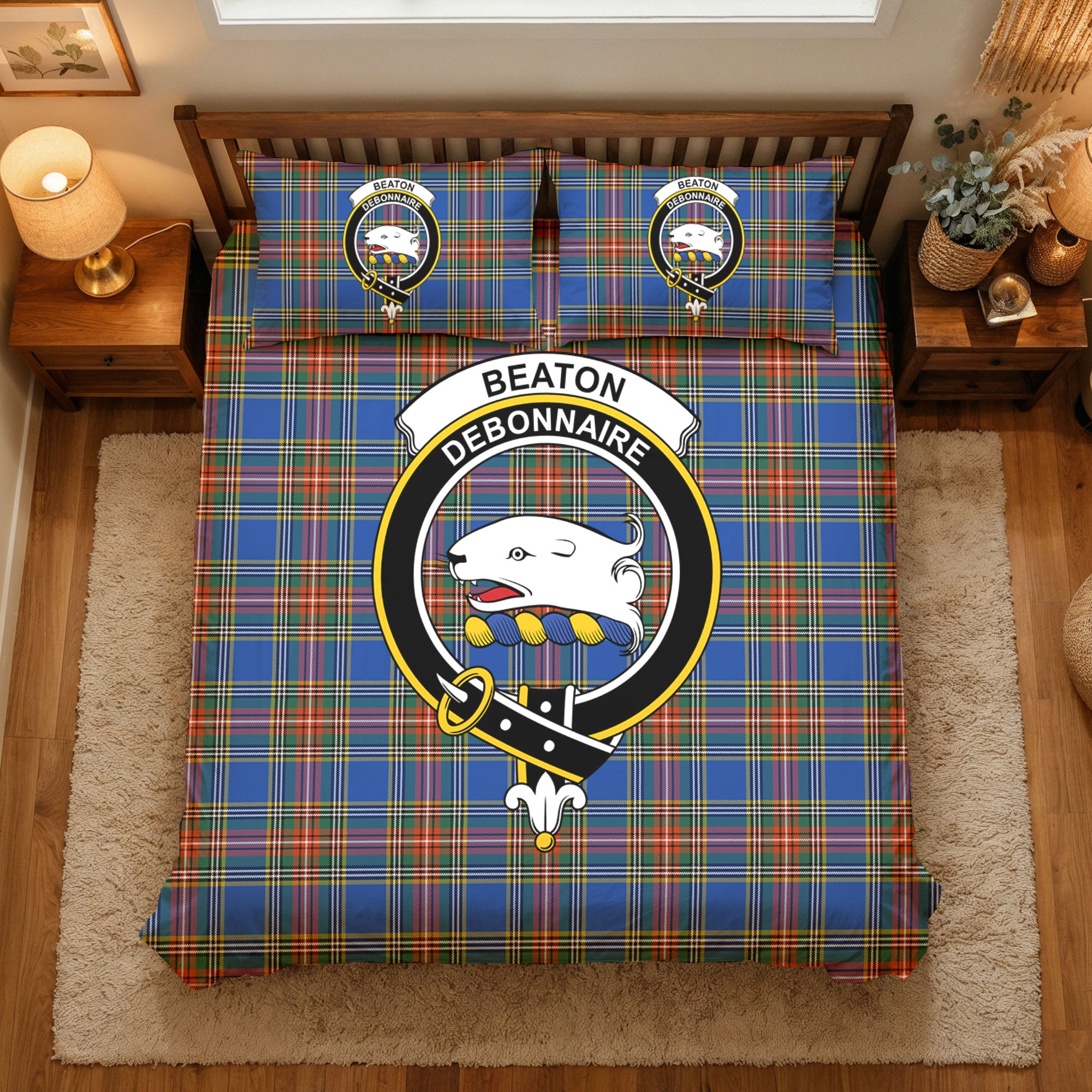 Beaton Ancient Tartan Crest Bedding Set