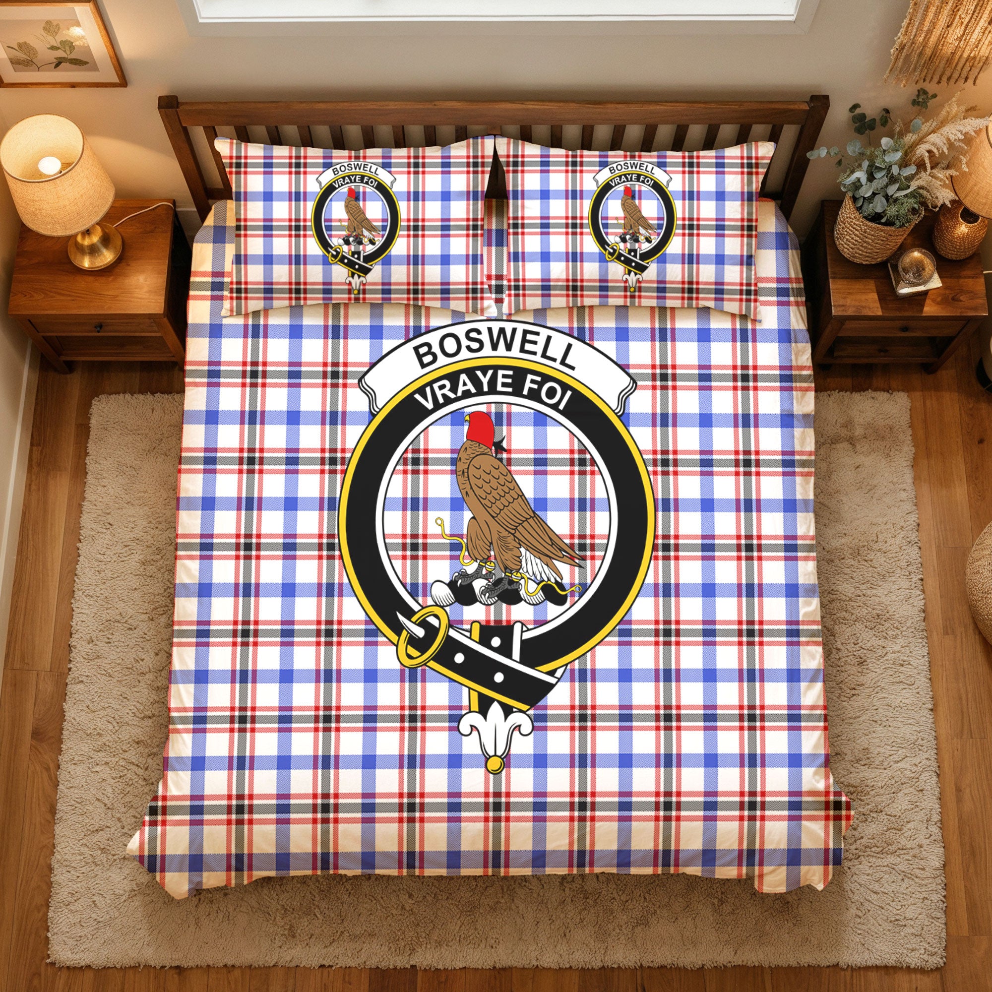 Boswell Modern Tartan Crest Bedding Set