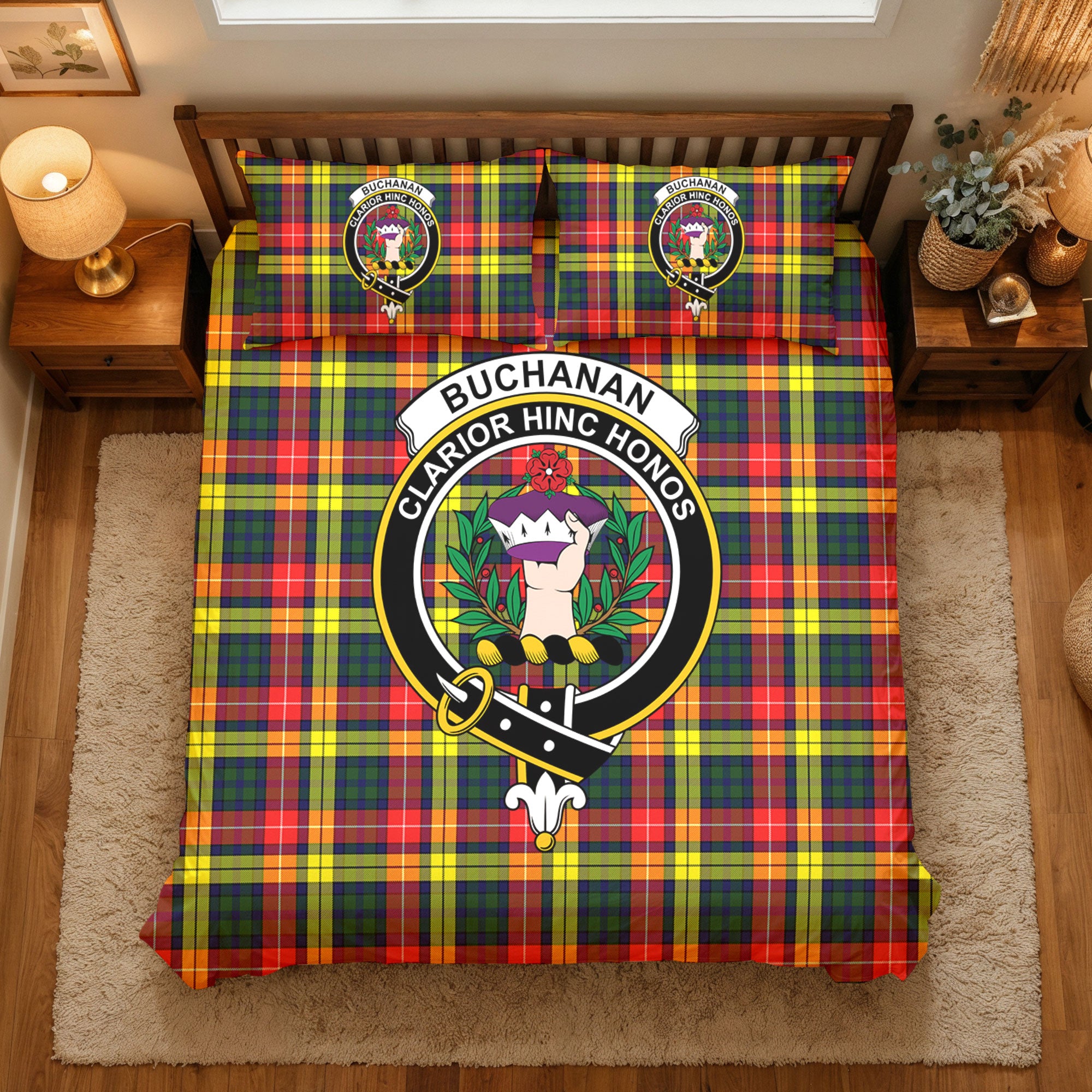 Buchanan Modern Tartan Crest Bedding Set