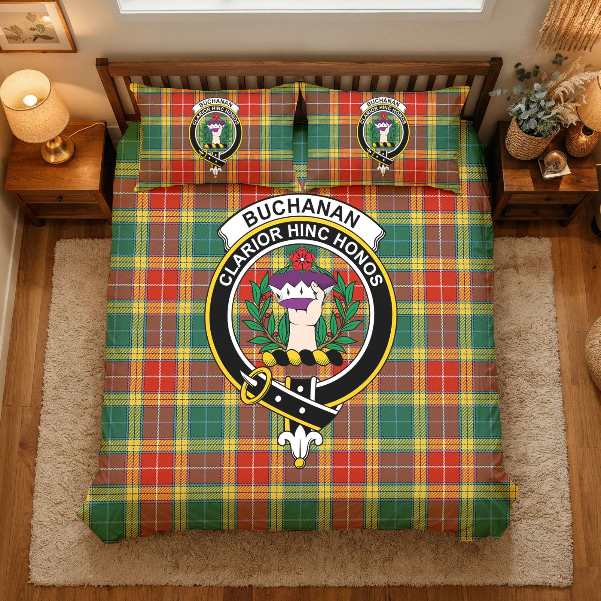 Buchanan Old Sett Tartan Crest Bedding Set