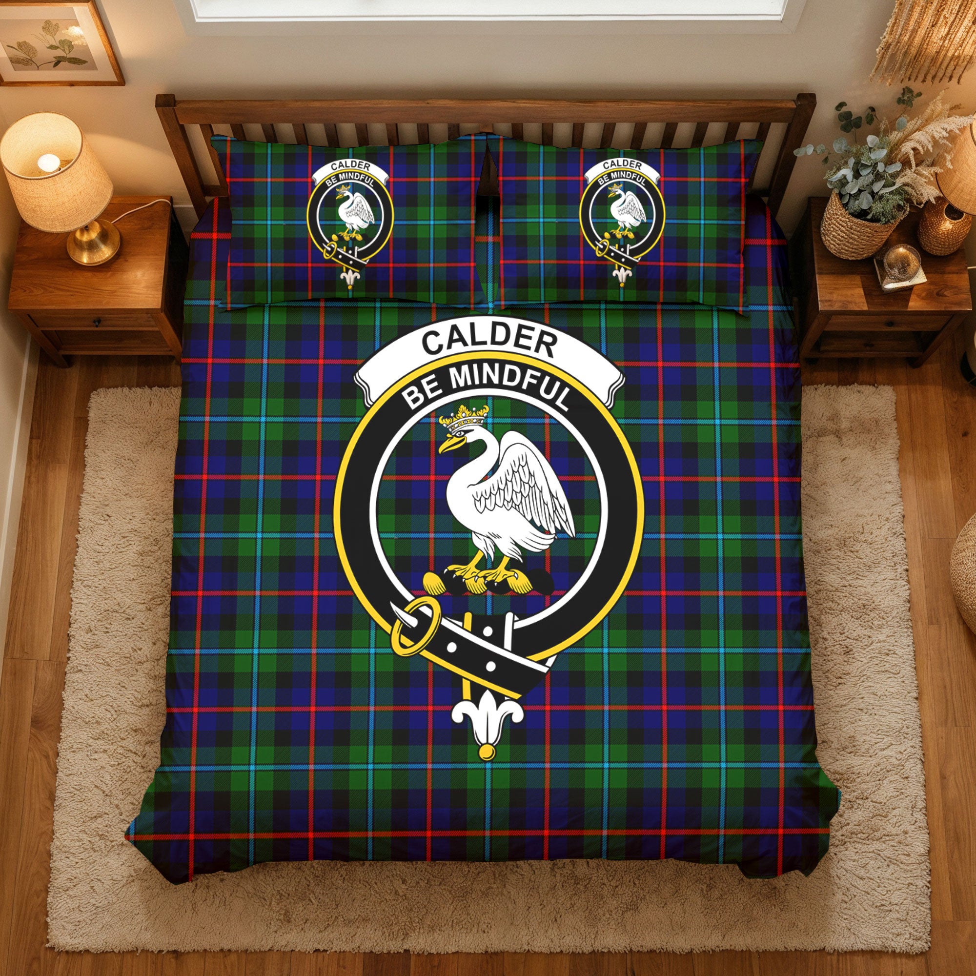 Calder (Calder-Campbell) Tartan Crest Bedding Set