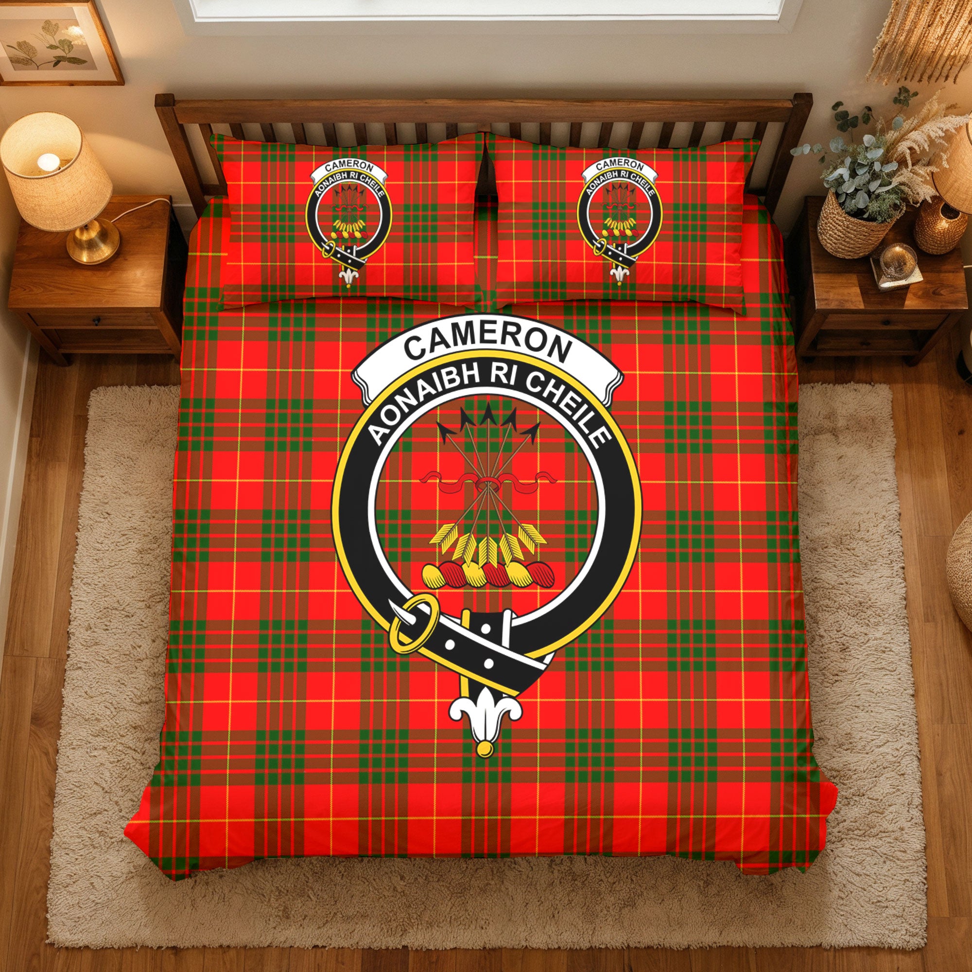 Cameron Modern Tartan Crest Bedding Set
