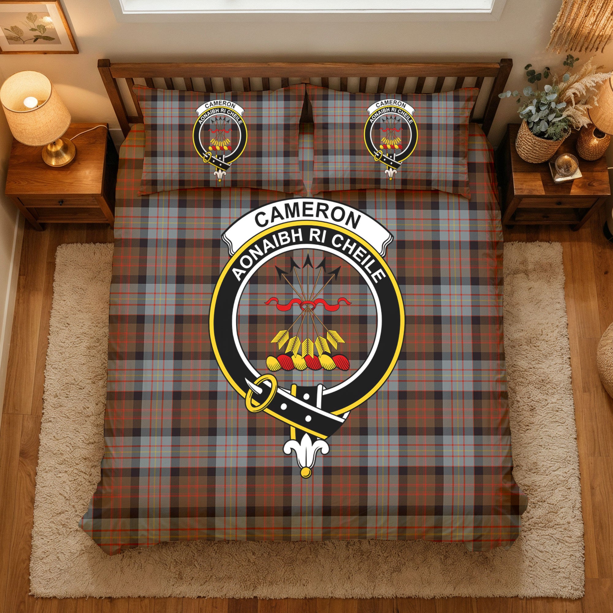 Cameron of Erracht Weathered Tartan Crest Bedding Set