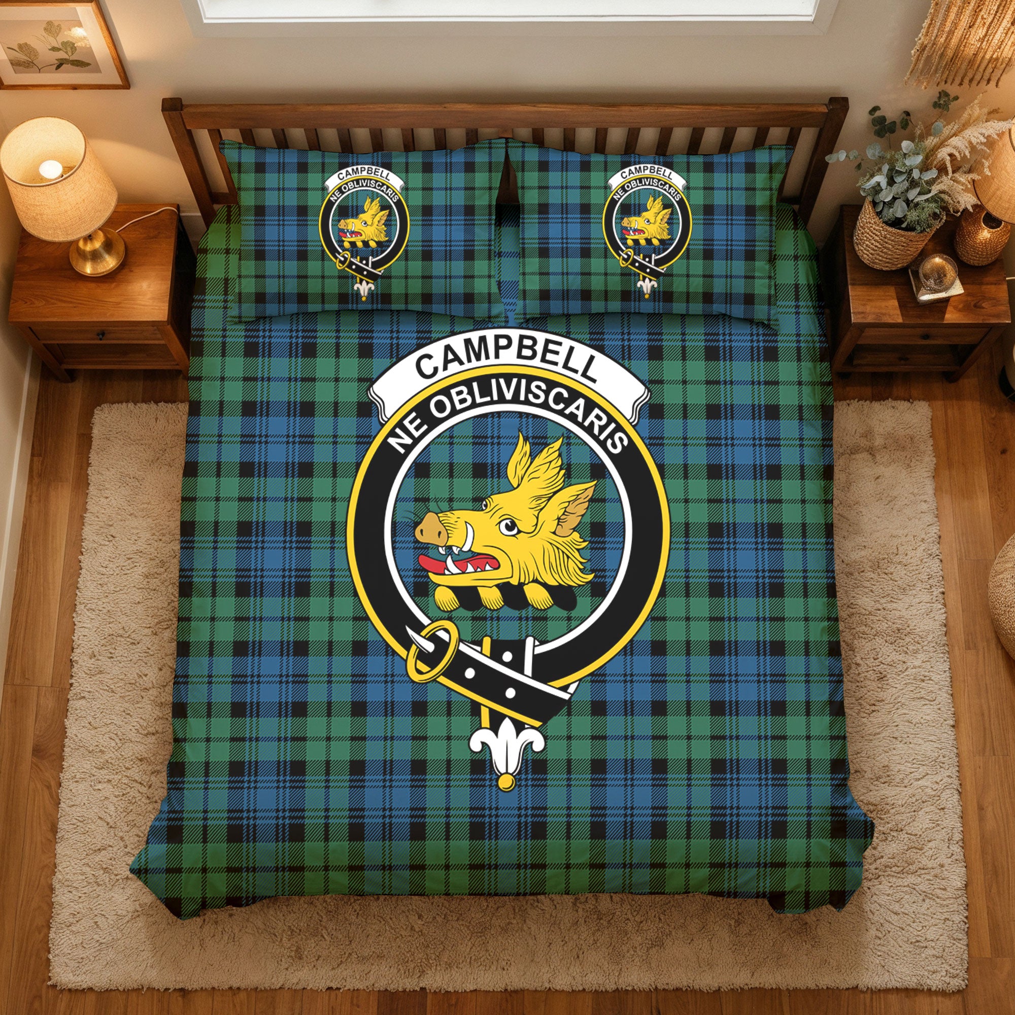 Campbell Ancient 02 Tartan Crest Bedding Set