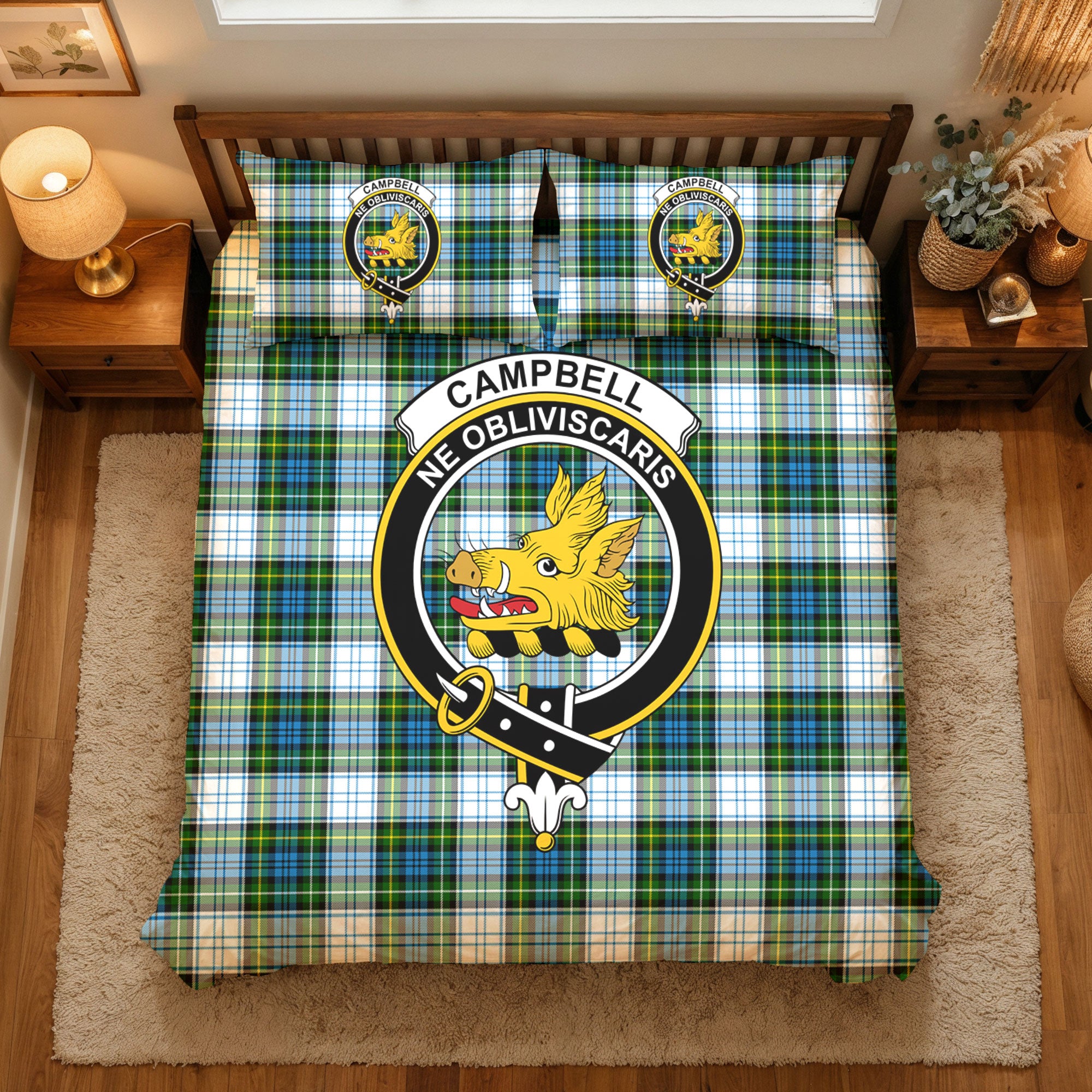 Campbell Dress Tartan Crest Bedding Set