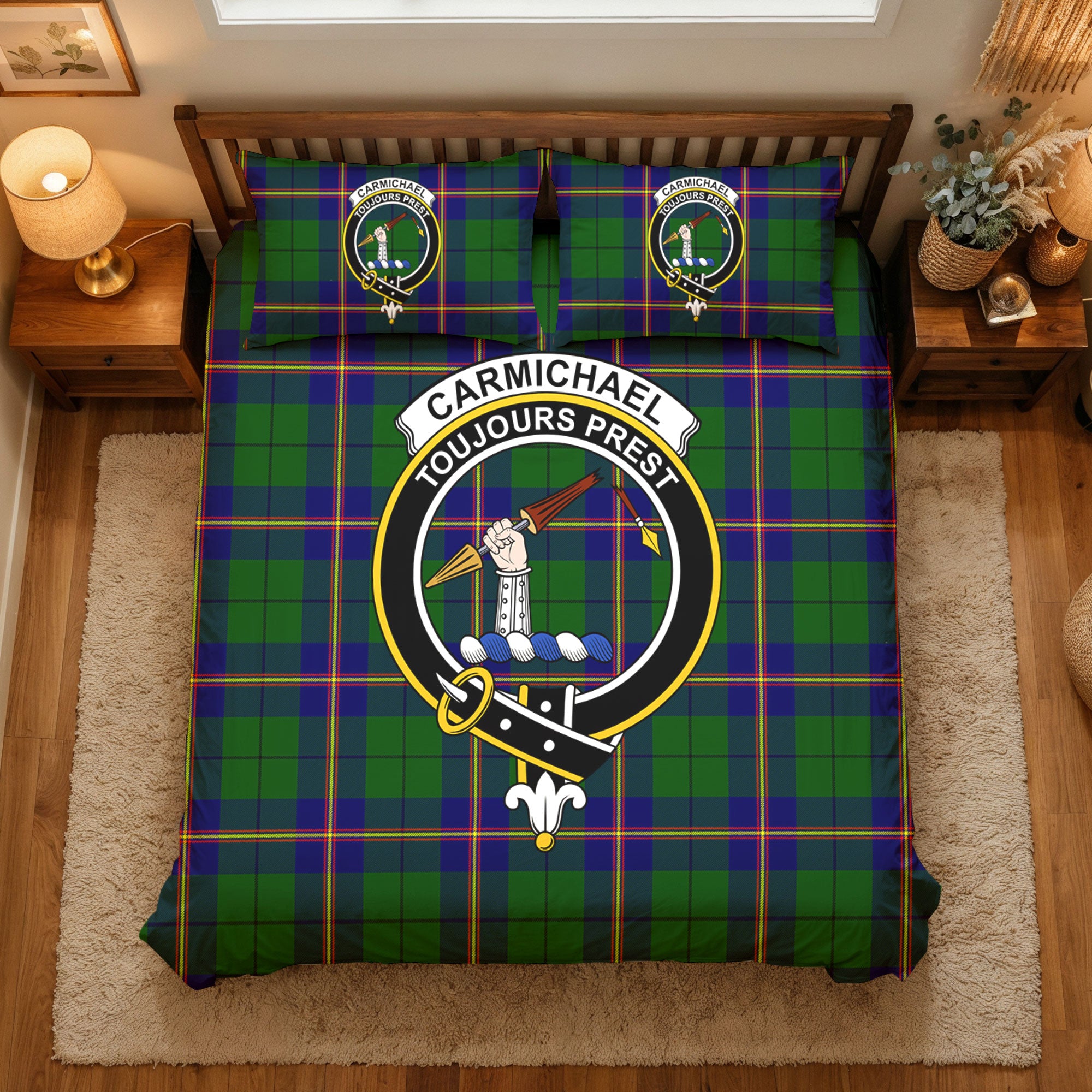 Carmichael Modern Tartan Crest Bedding Set