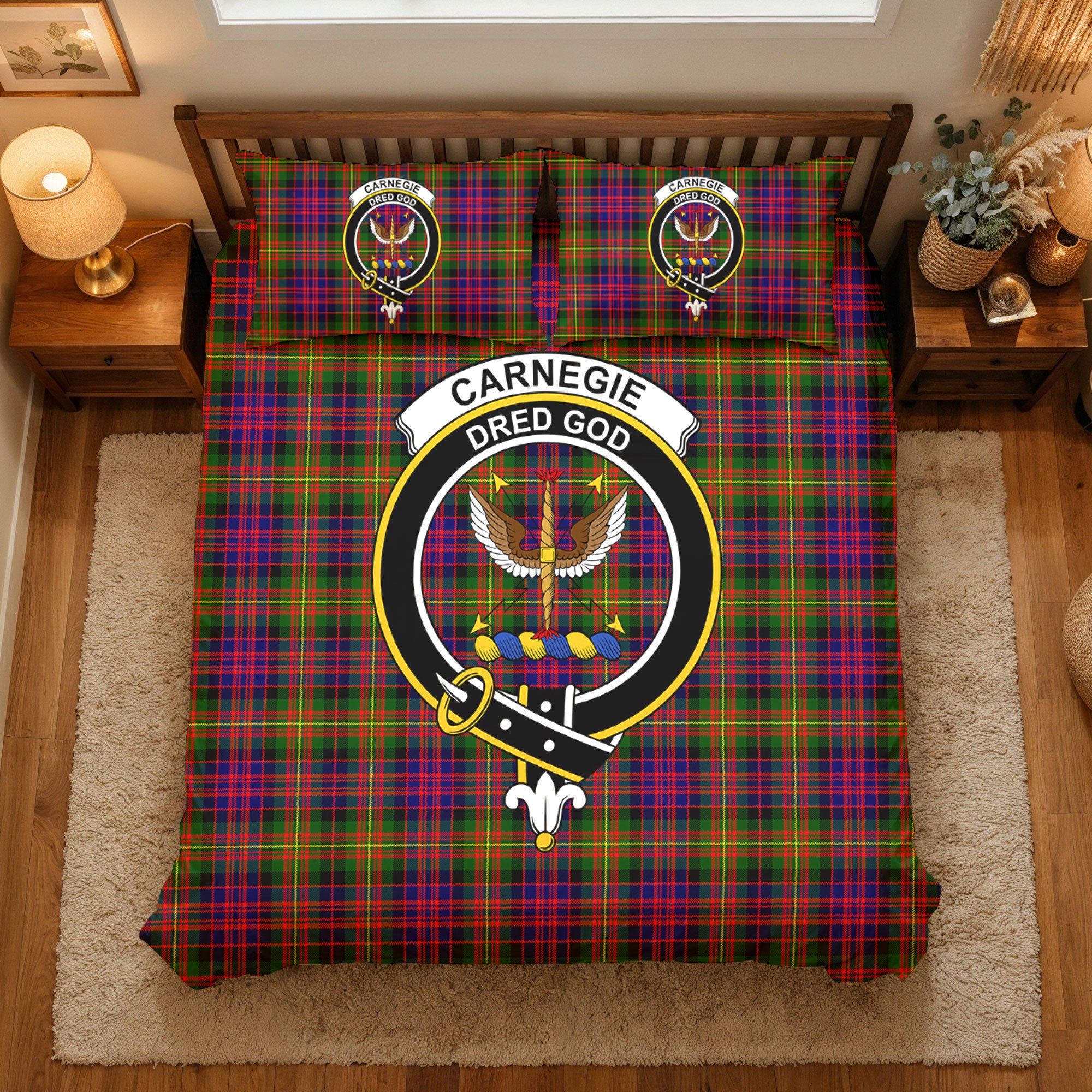 Carnegie Modern Tartan Crest Bedding Set