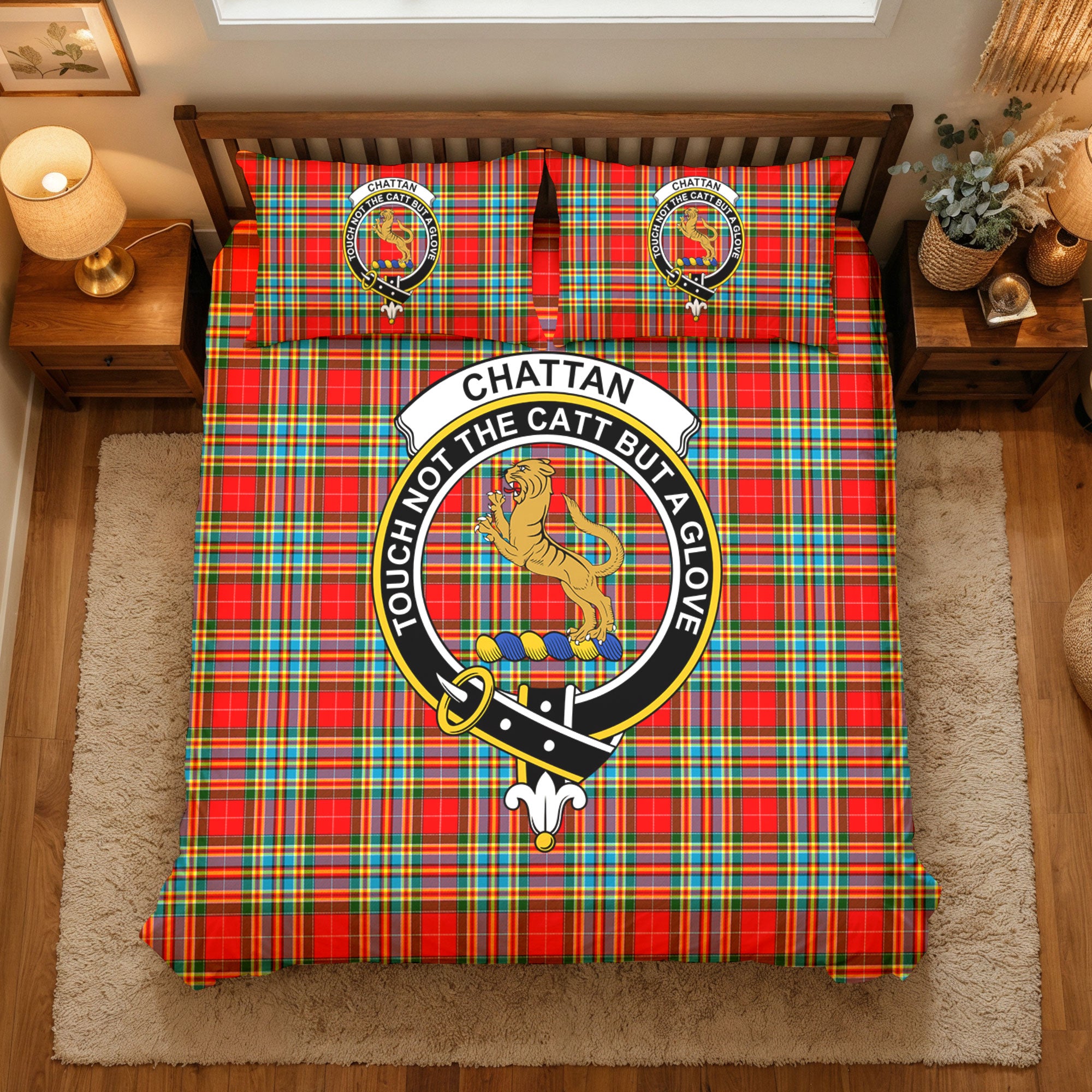Chattan Tartan Crest Bedding Set