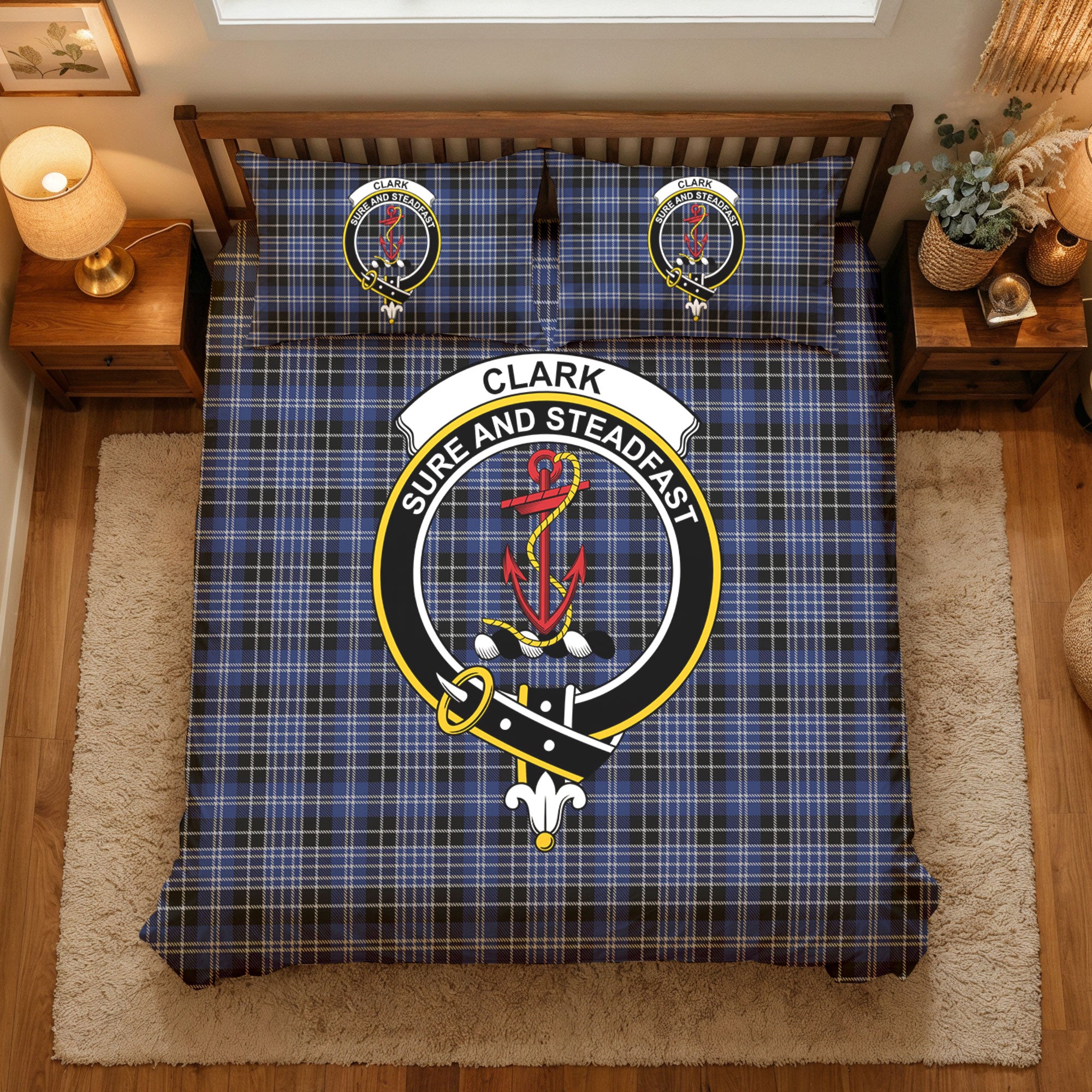 Clark Modern Tartan Crest Bedding Set