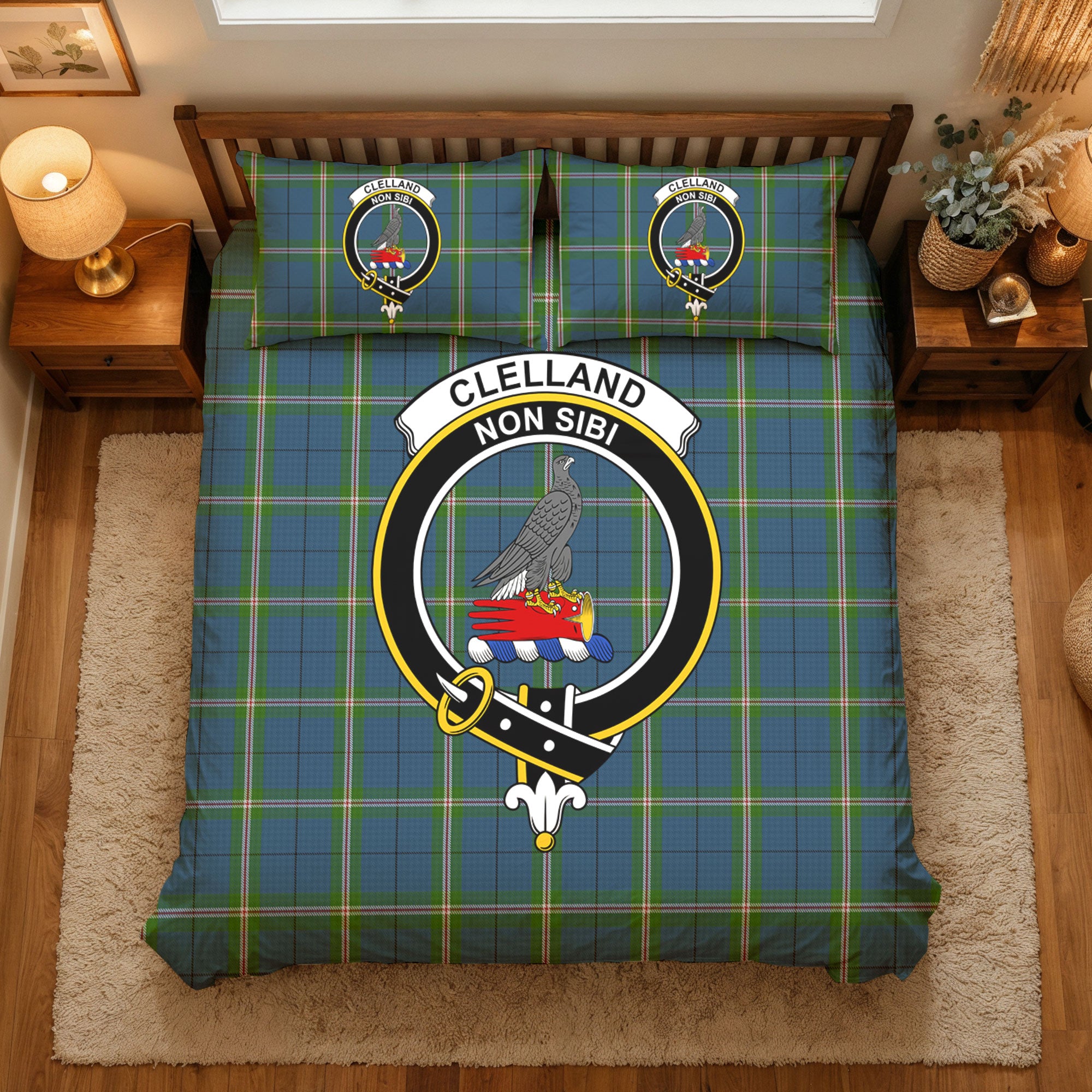 Clelland Tartan Crest Bedding Set