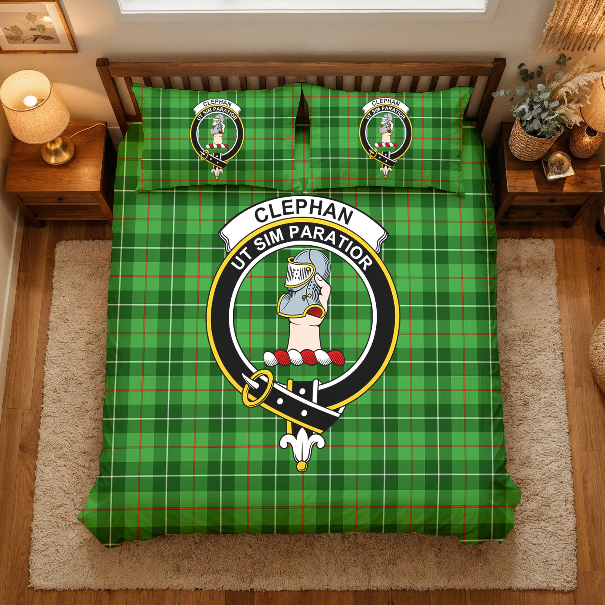 Clephan (or Clephane) Tartan Crest Bedding Set