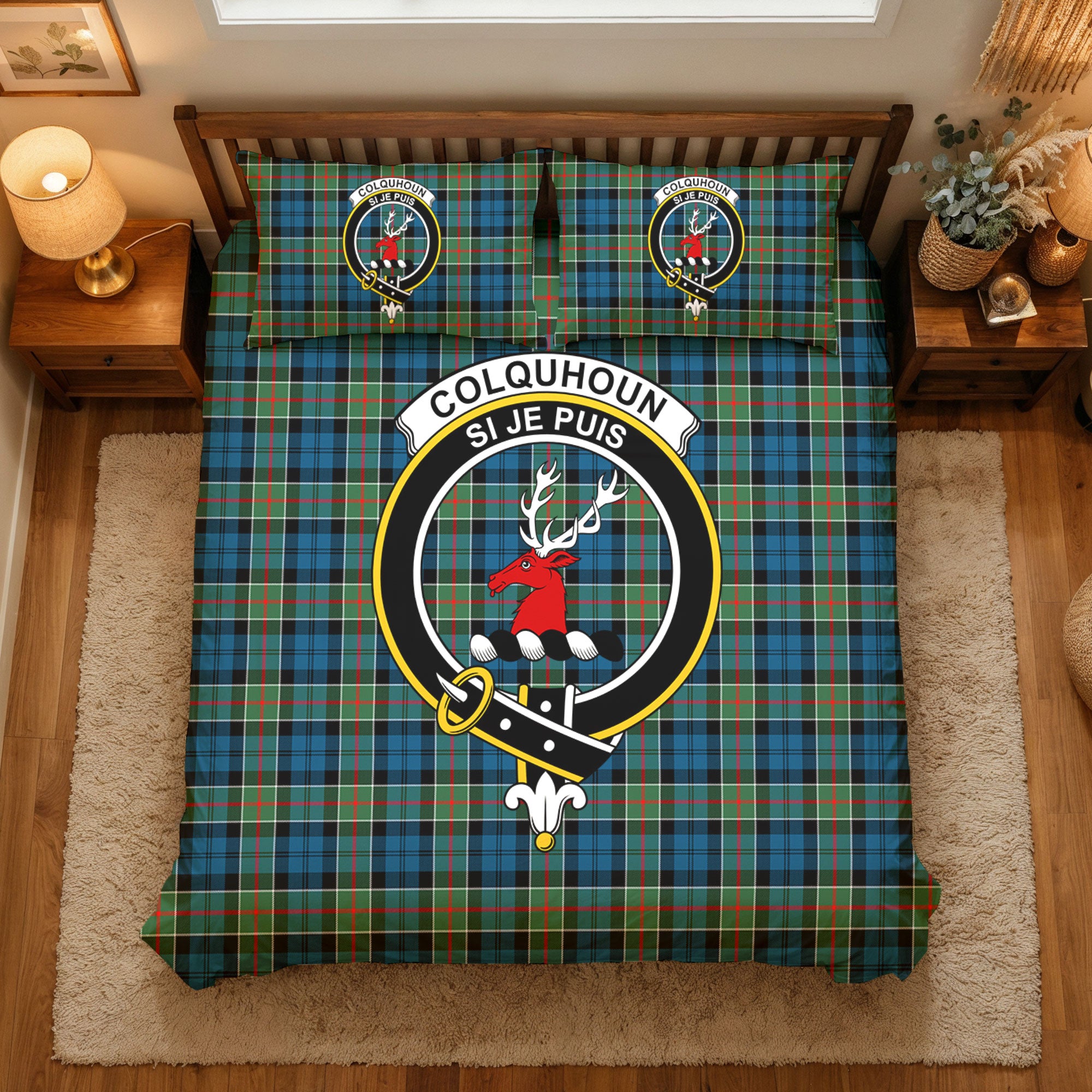 Colquhoun Ancient Tartan Crest Bedding Set