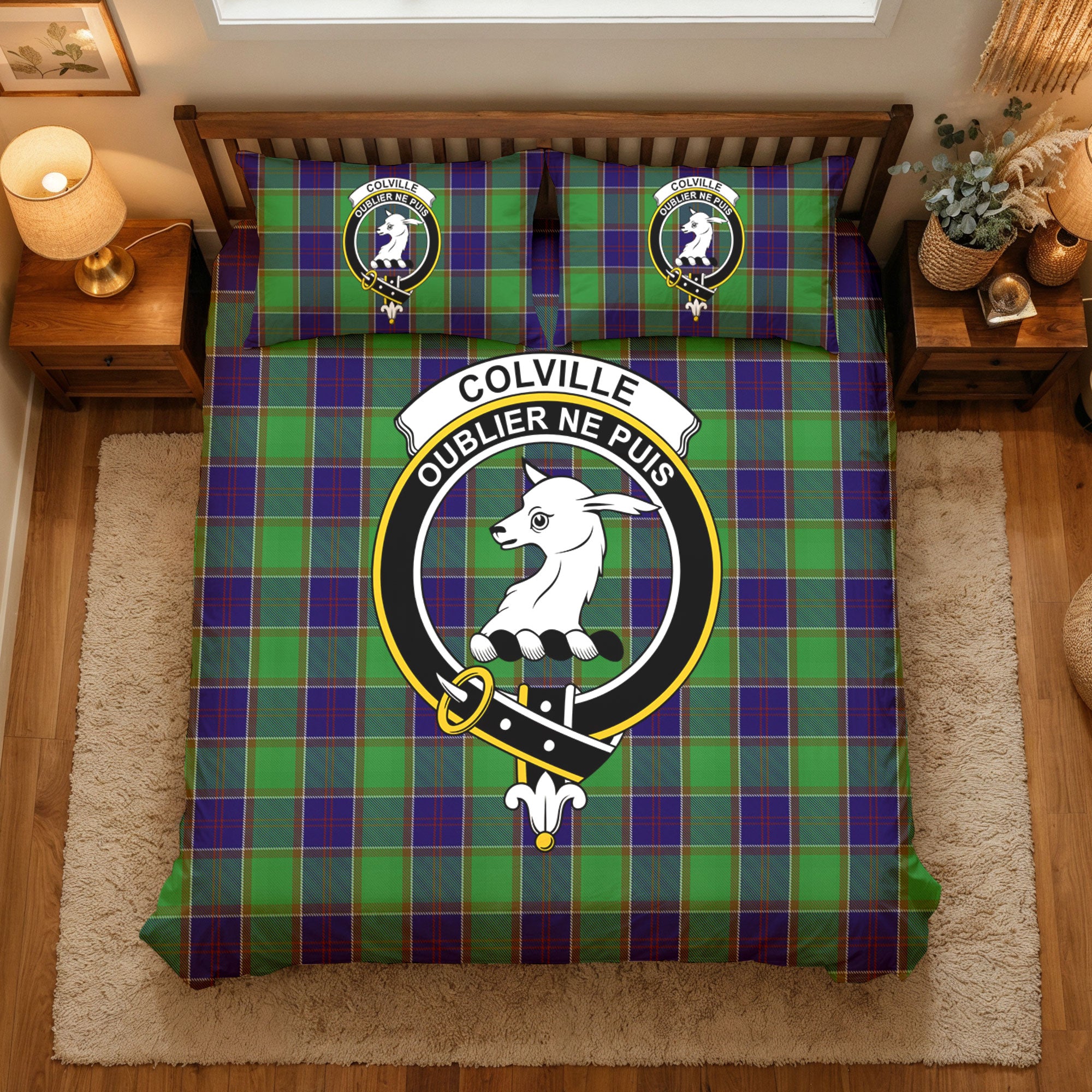 Colville Tartan Crest Bedding Set