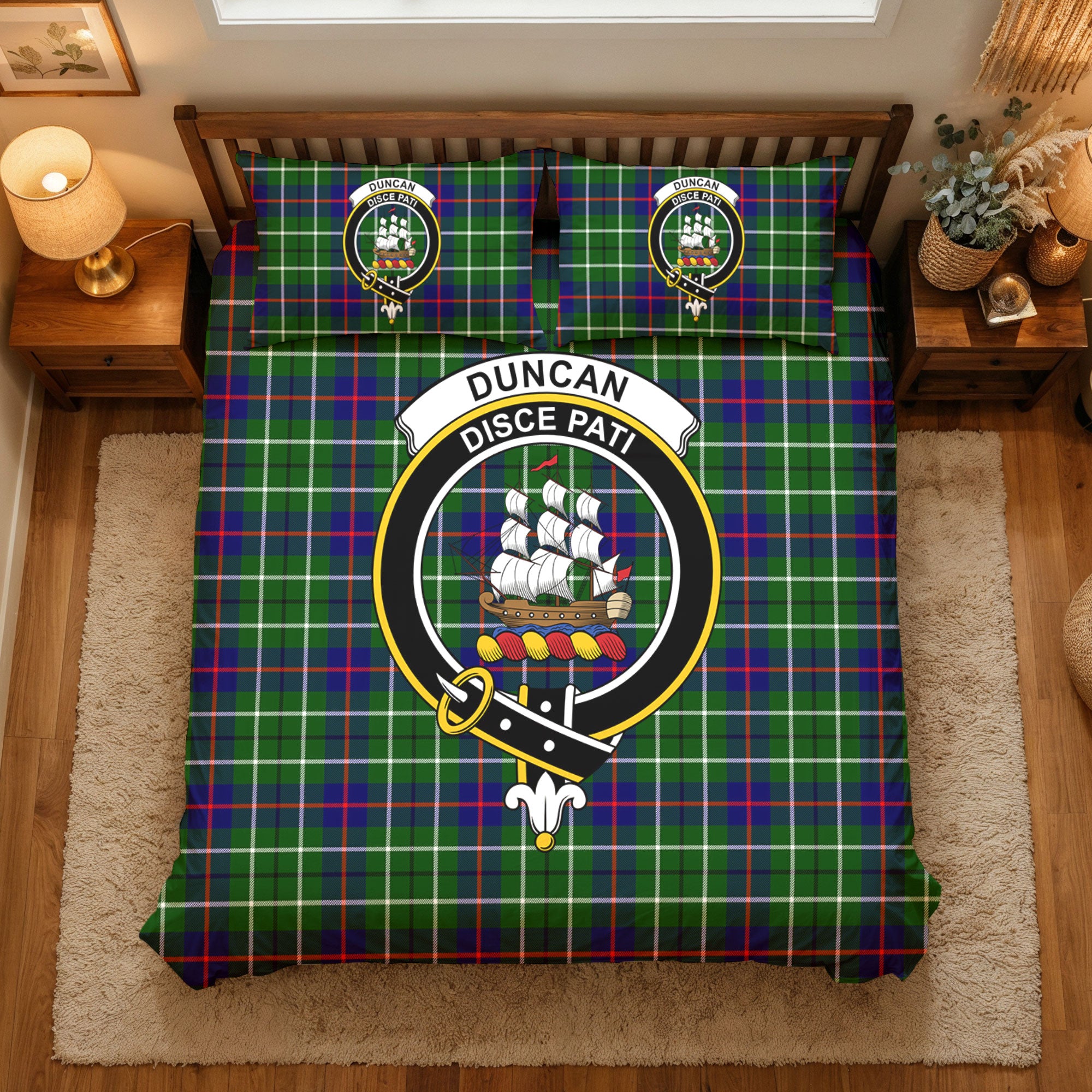 Duncan Modern Tartan Crest Bedding Set