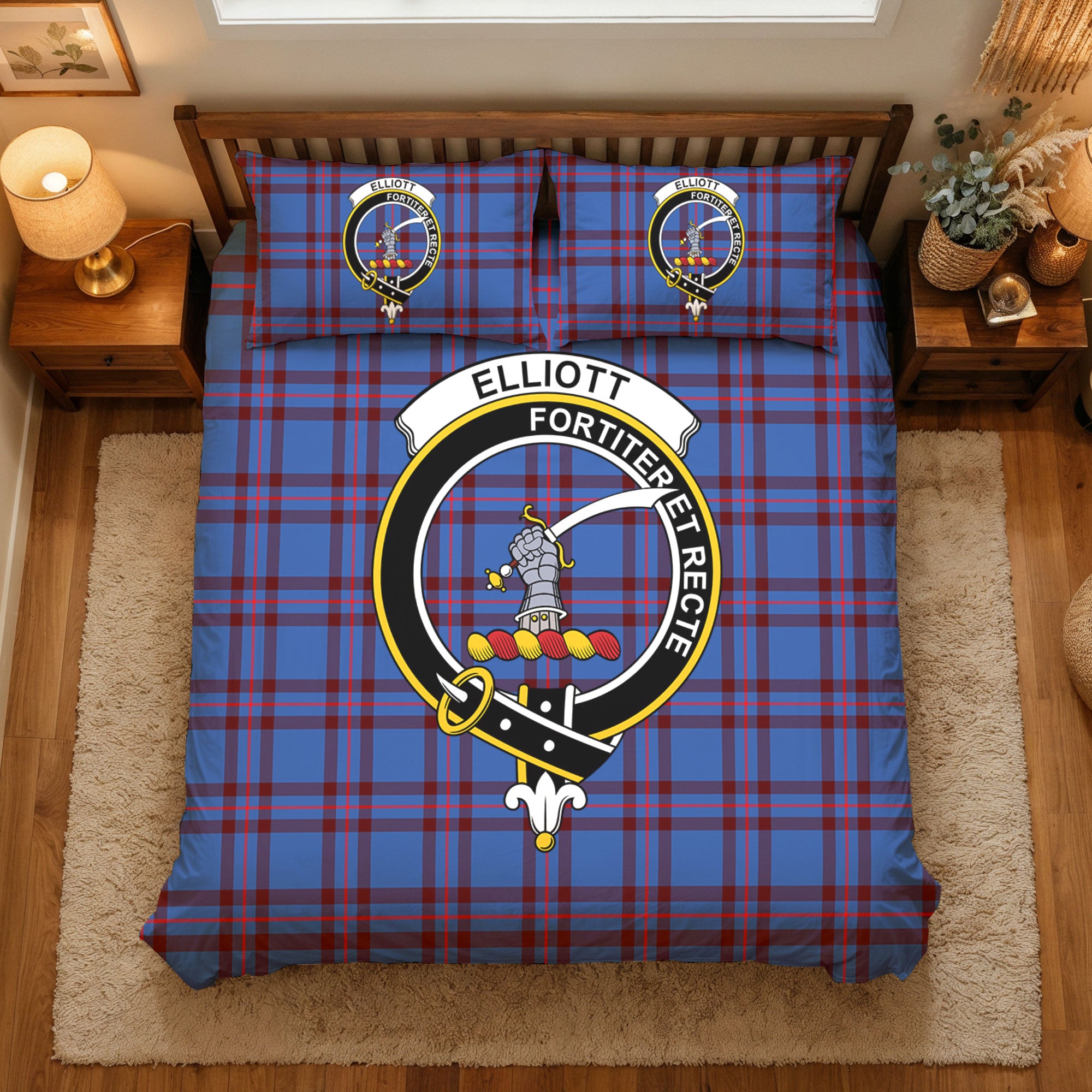 Elliott Modern Tartan Crest Bedding Set