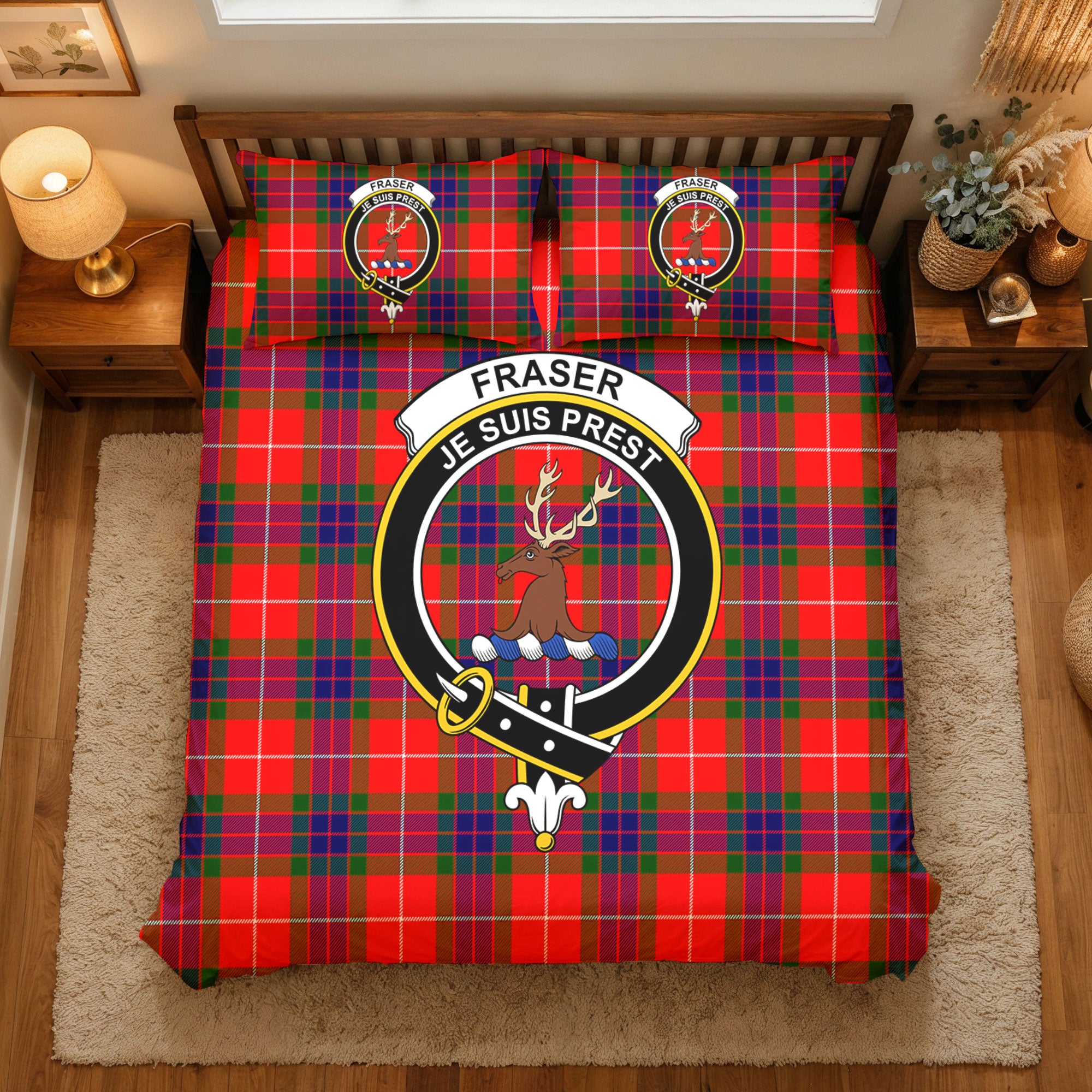 Fraser (of Lovat) Modern Tartan Crest Bedding Set