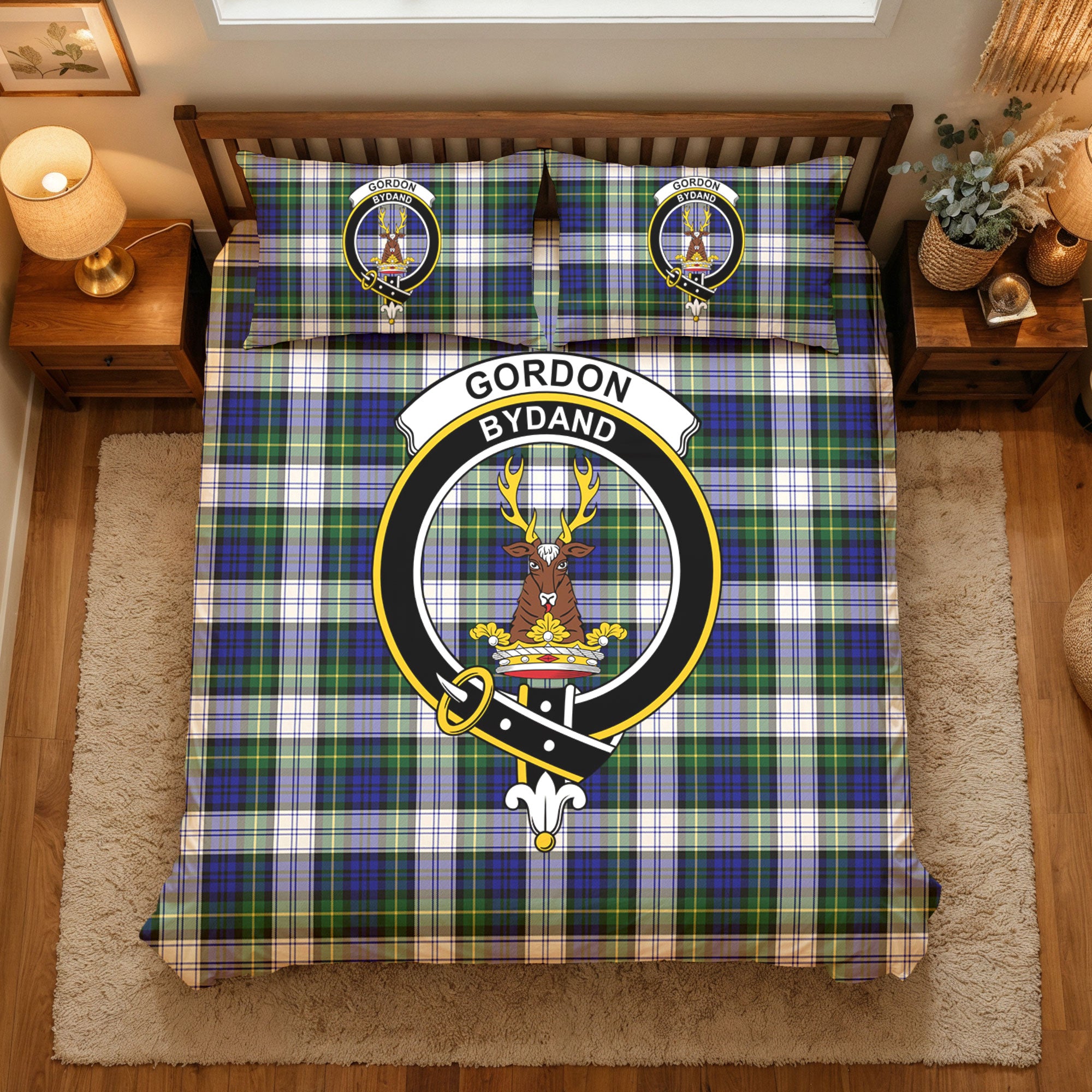 Gordon Dress Modern Tartan Crest Bedding Set