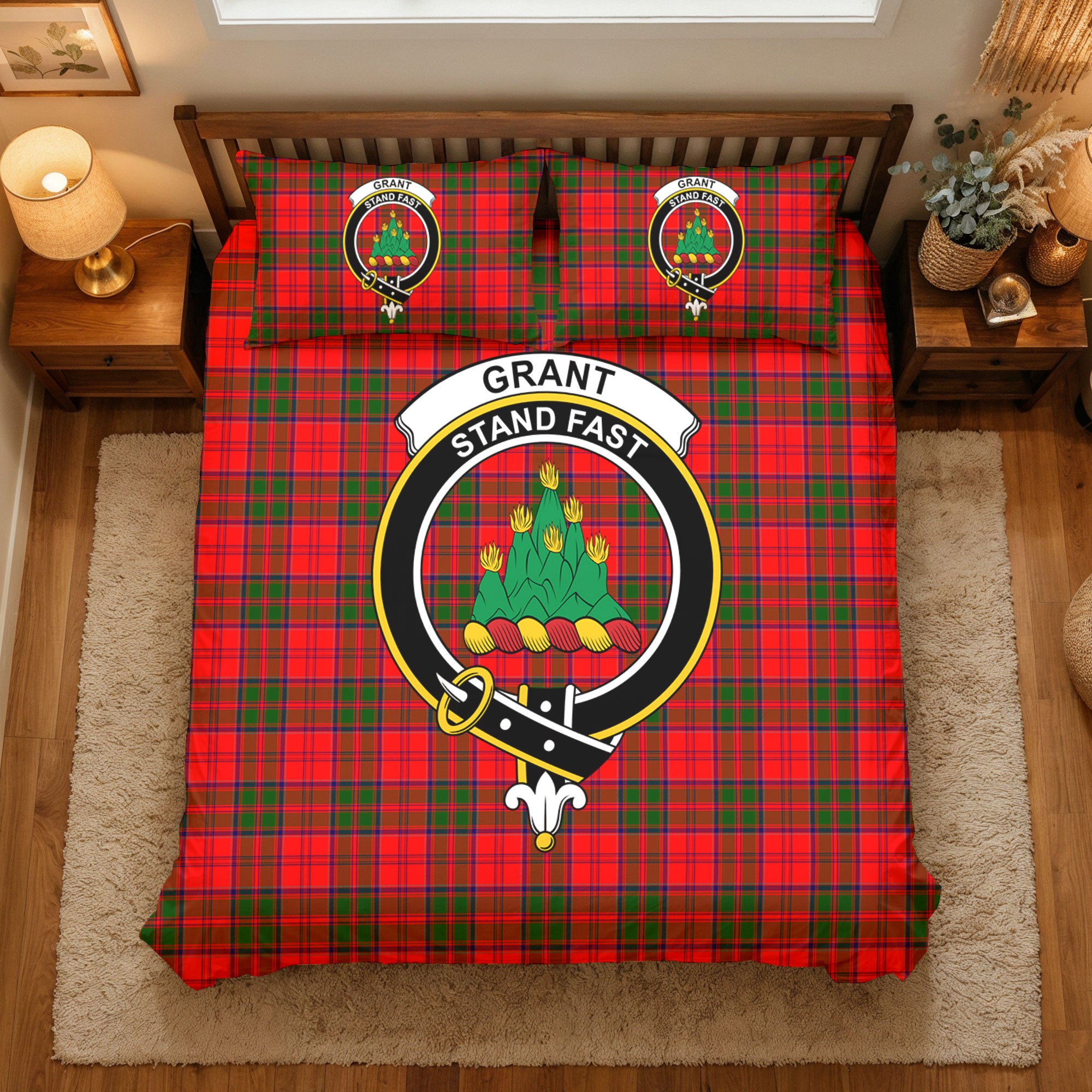 Grant Modern Tartan Crest Bedding Set