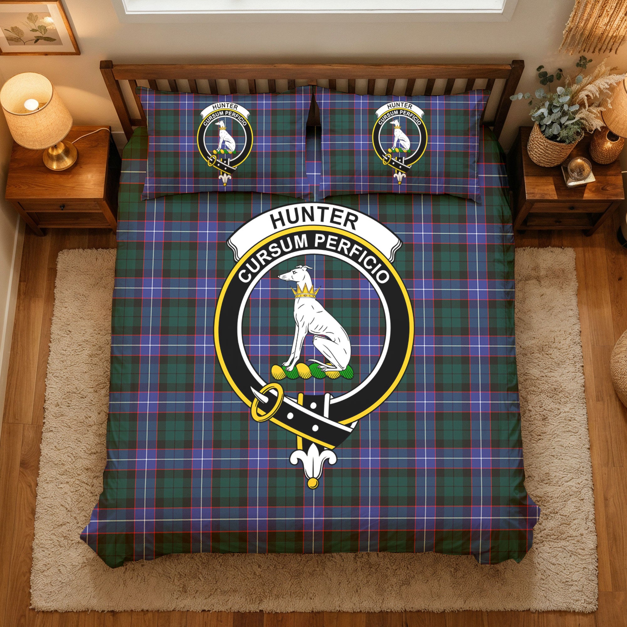 Hunter Modern Tartan Crest Bedding Set