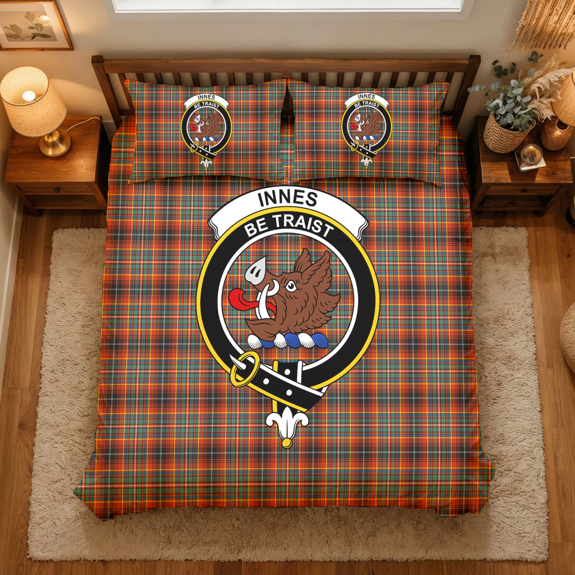 Innes Ancient Tartan Crest Bedding Set