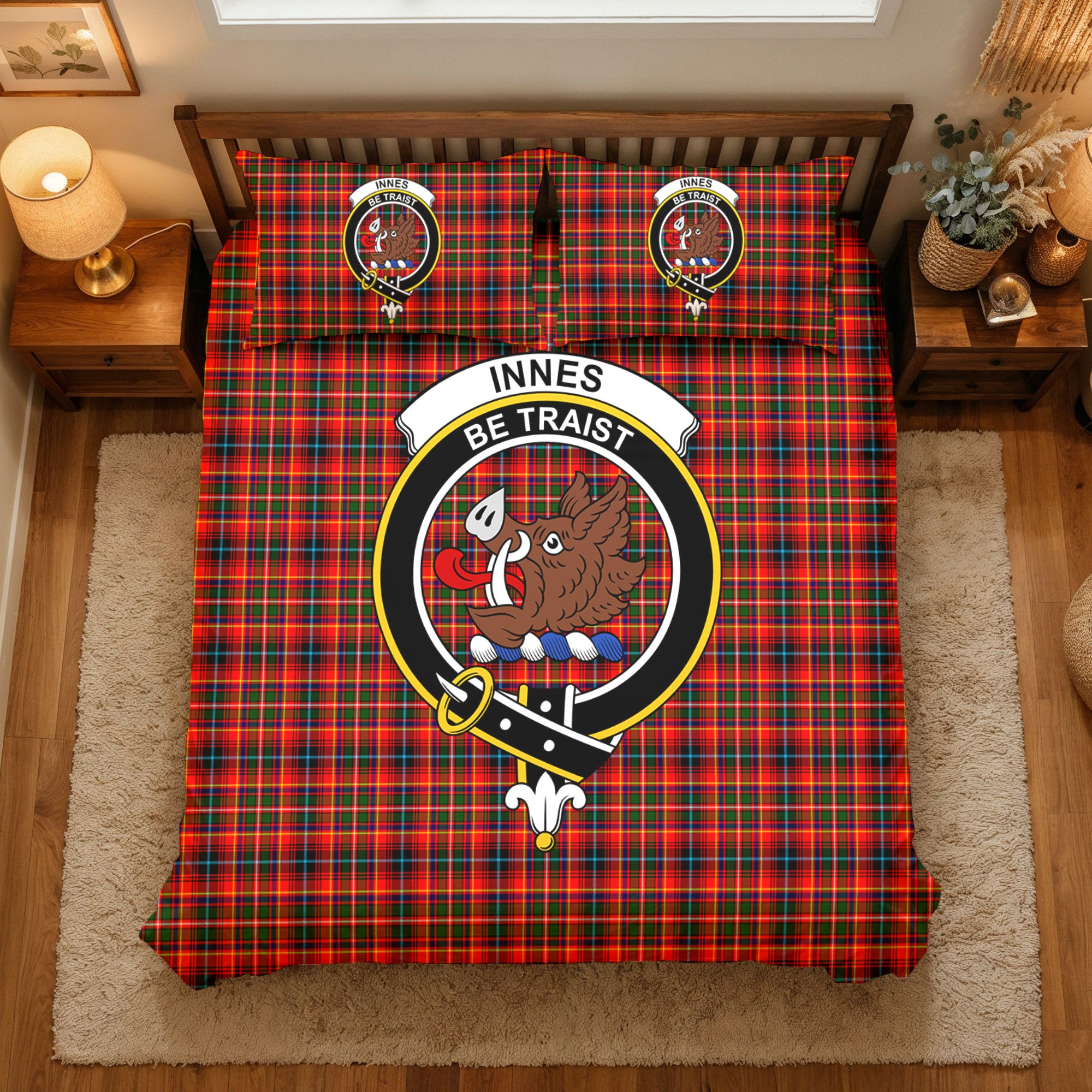 Innes Modern Tartan Crest Bedding Set