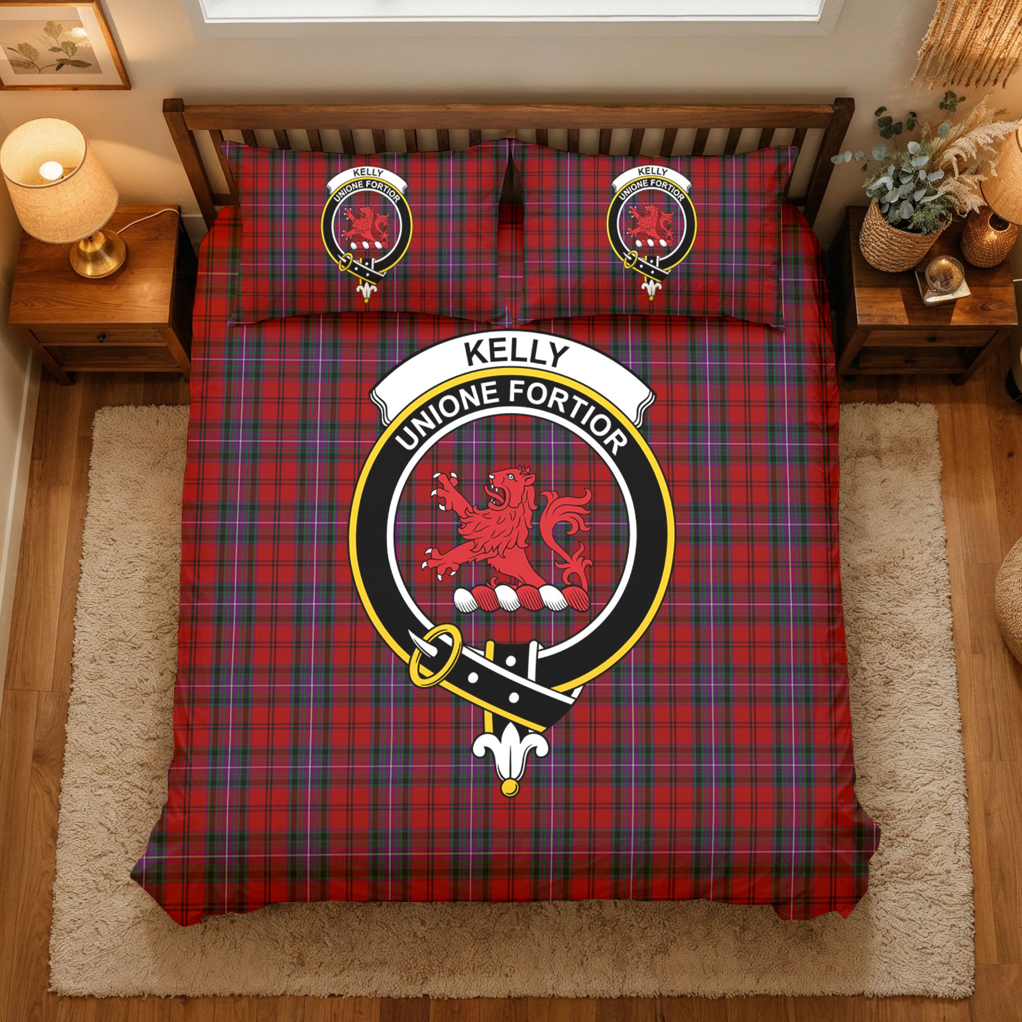 Kelly of Sleat Red Tartan Crest Bedding Set