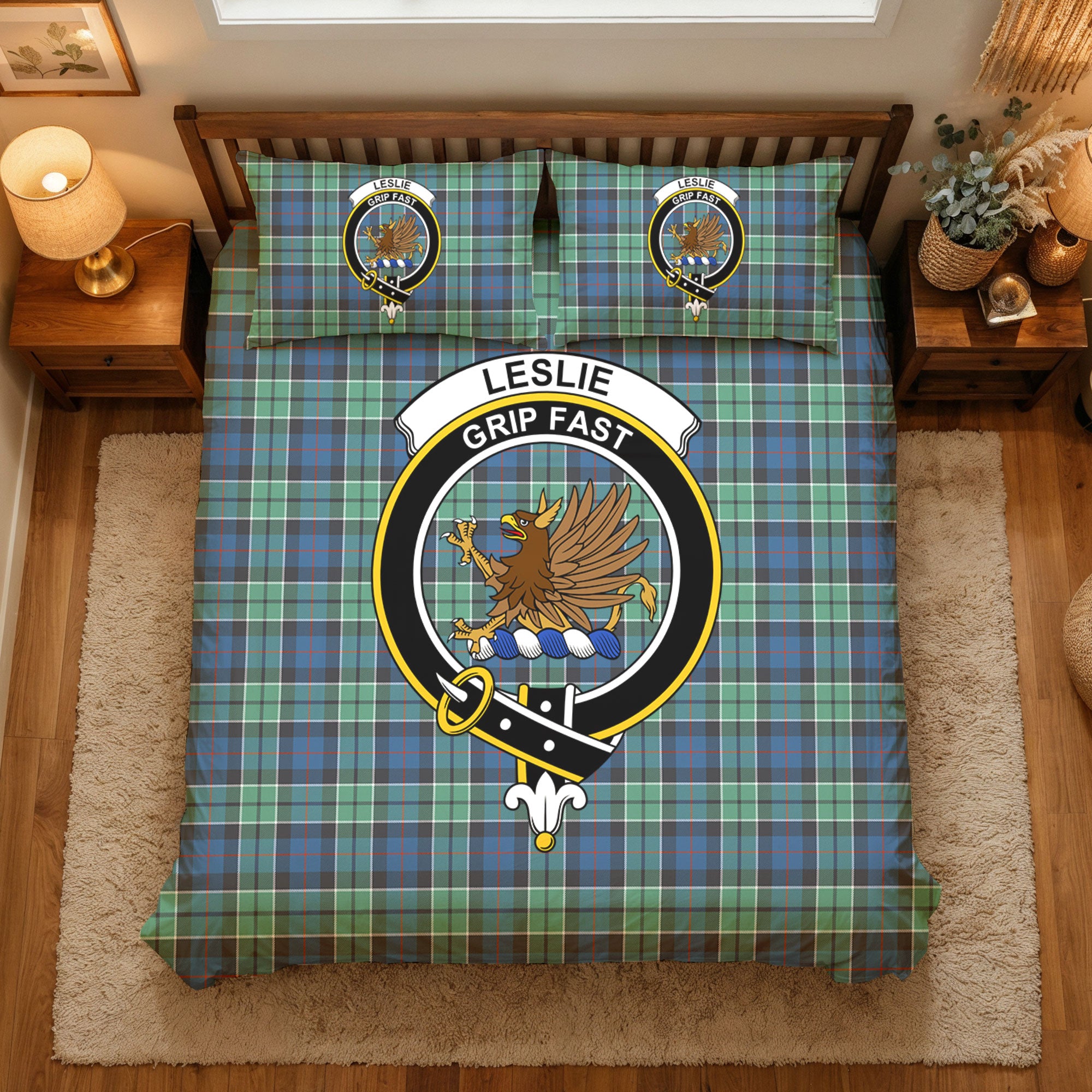 Leslie Hunting Ancient Tartan Crest Bedding Set