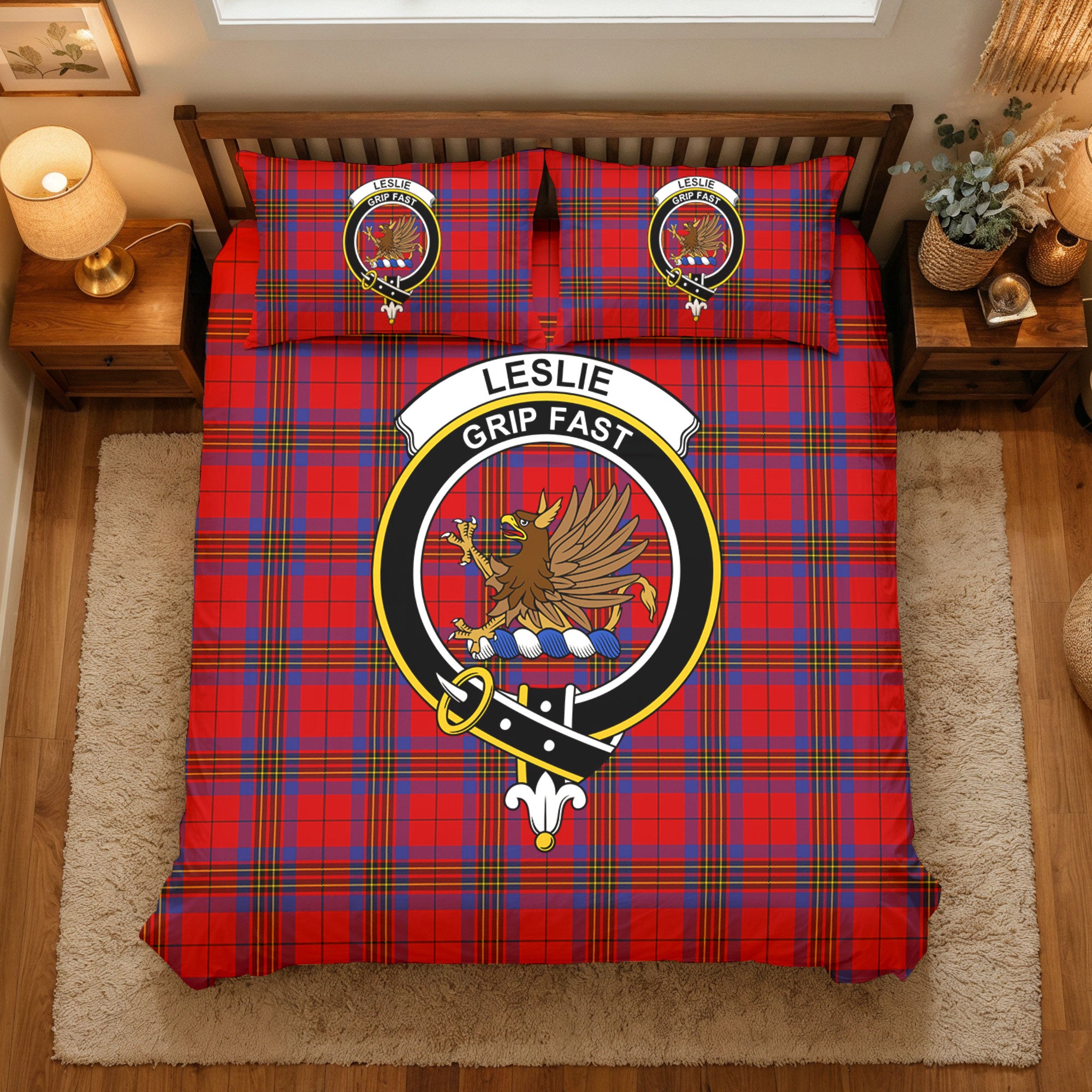 Leslie Modern Tartan Crest Bedding Set