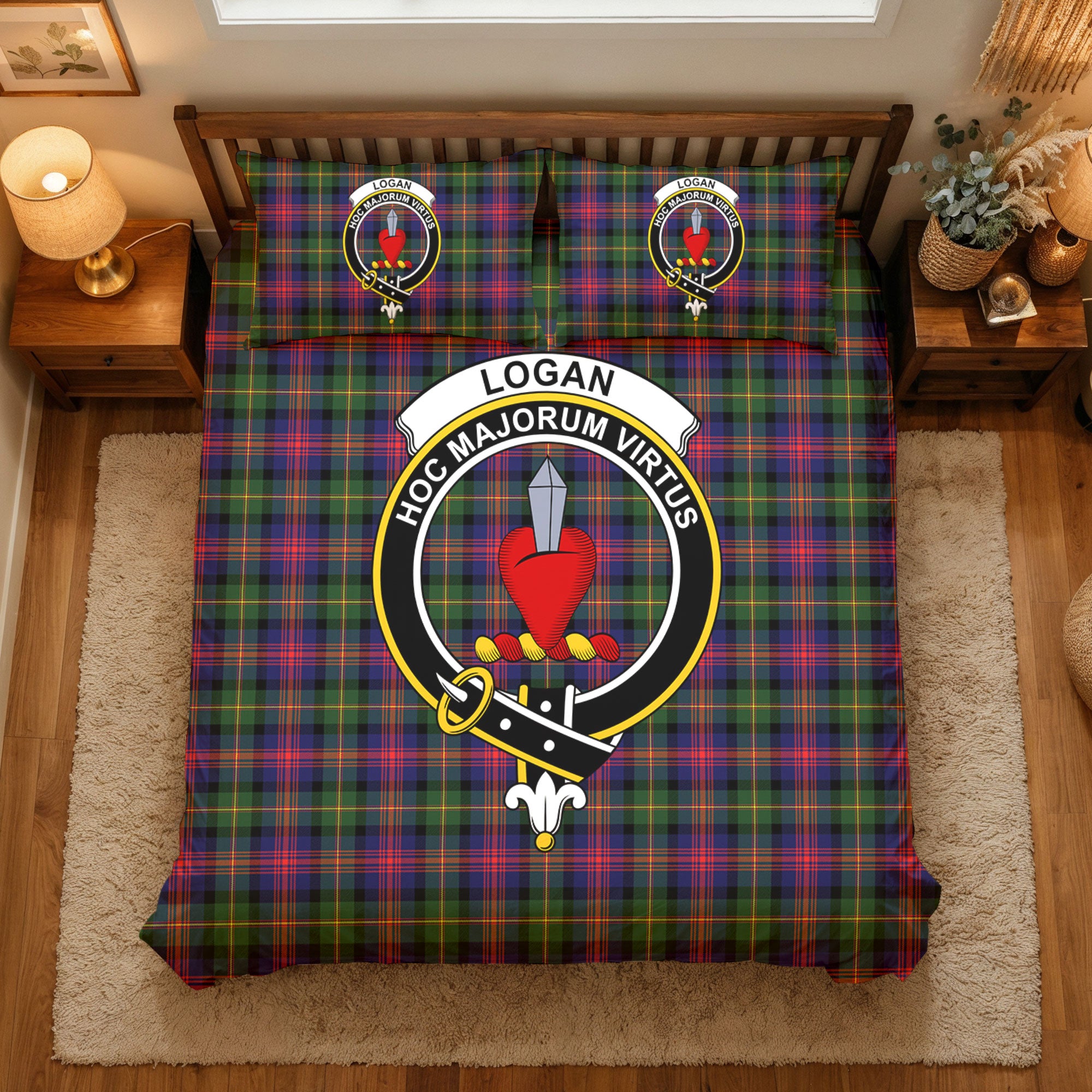 Logan Modern Tartan Crest Bedding Set
