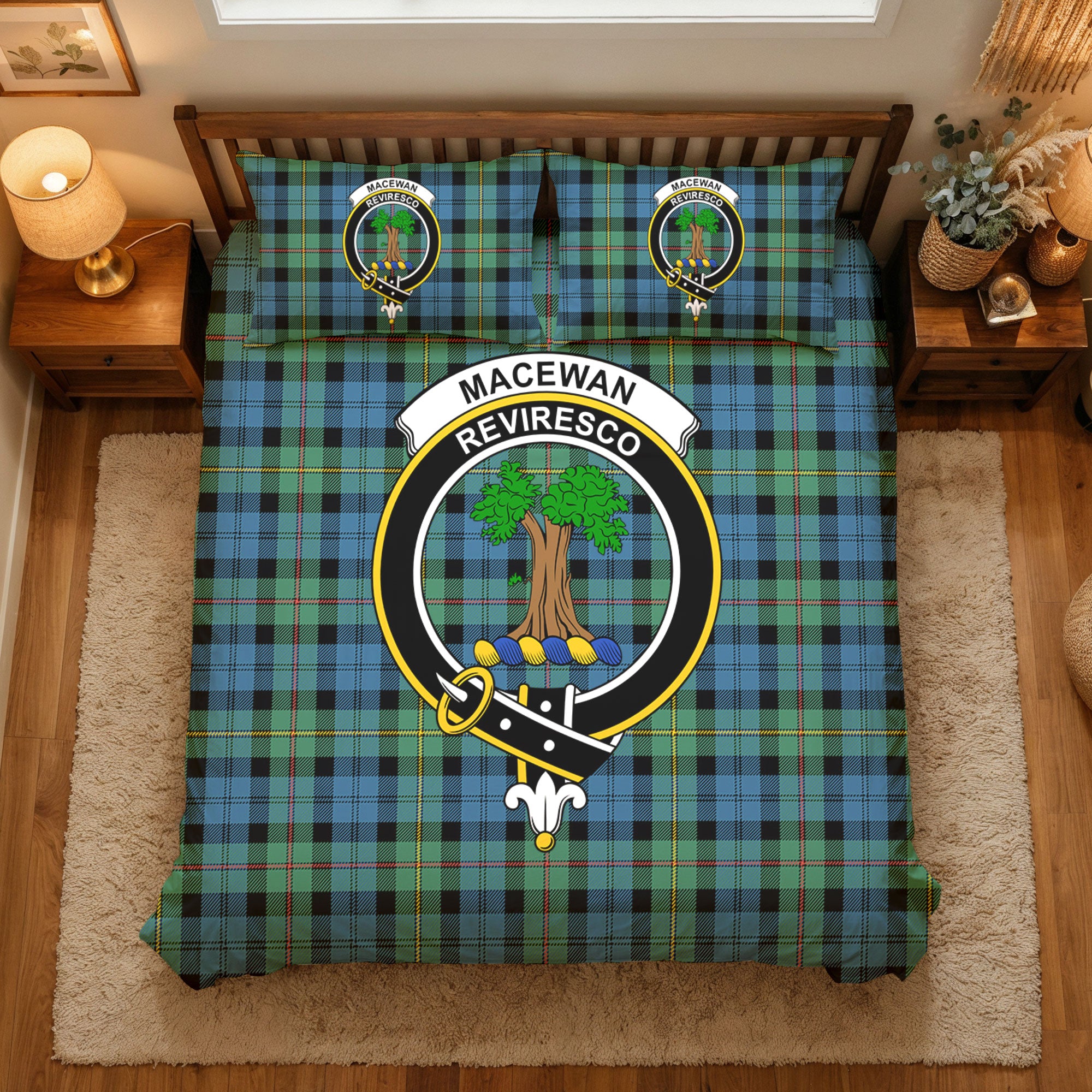 MacEwan Ancient Tartan Crest Bedding Set