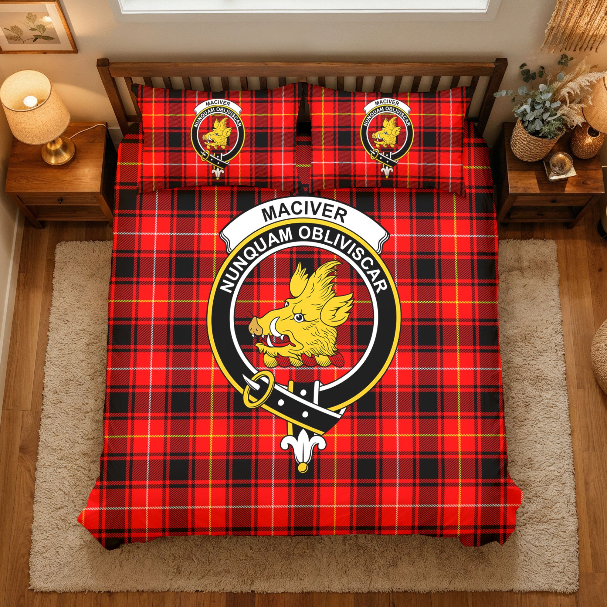 MacIver Modern Tartan Crest Bedding Set