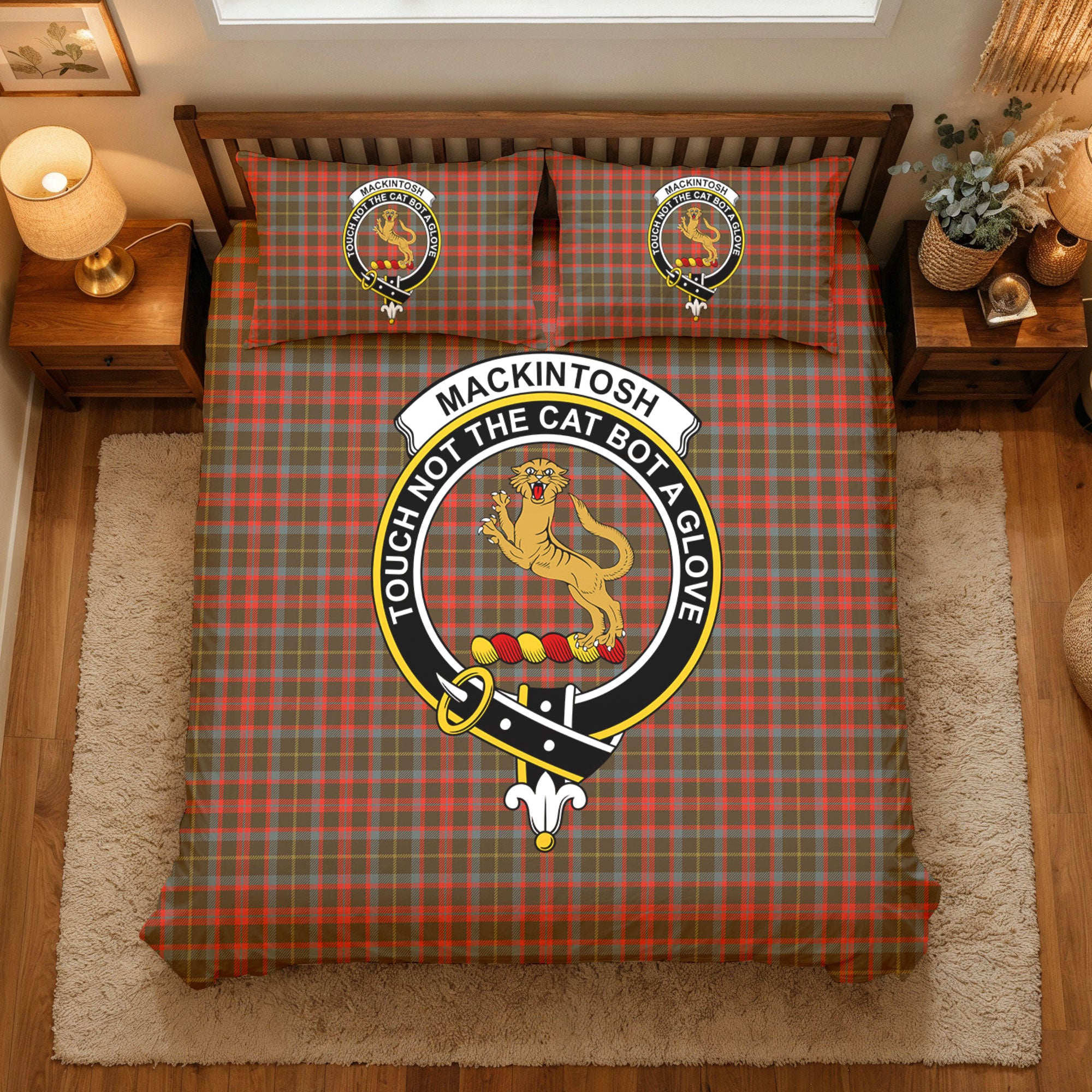 MacKintosh Hunting Weathered Tartan Crest Bedding Set