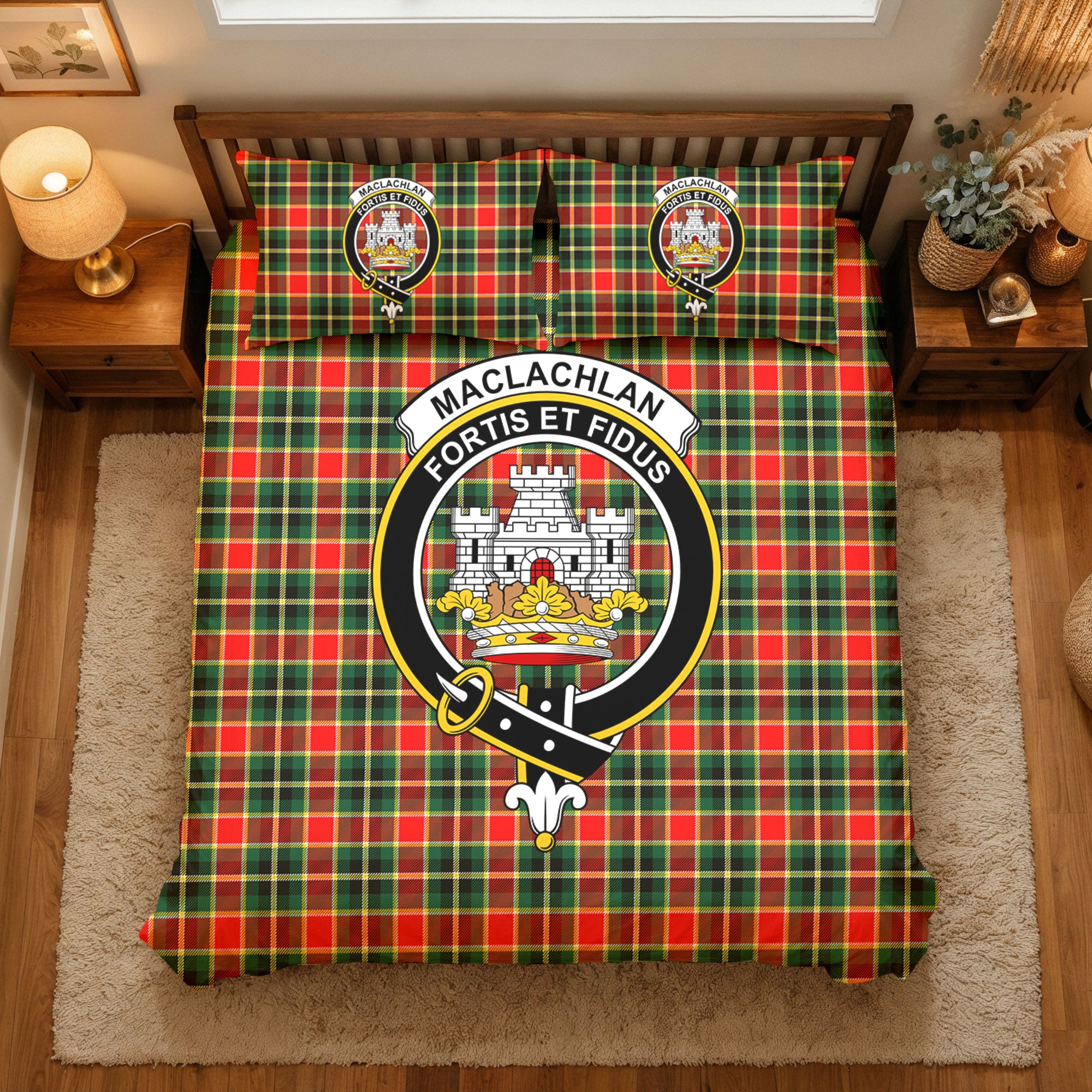 MacLachlan Hunting Modern Tartan Crest Bedding Set