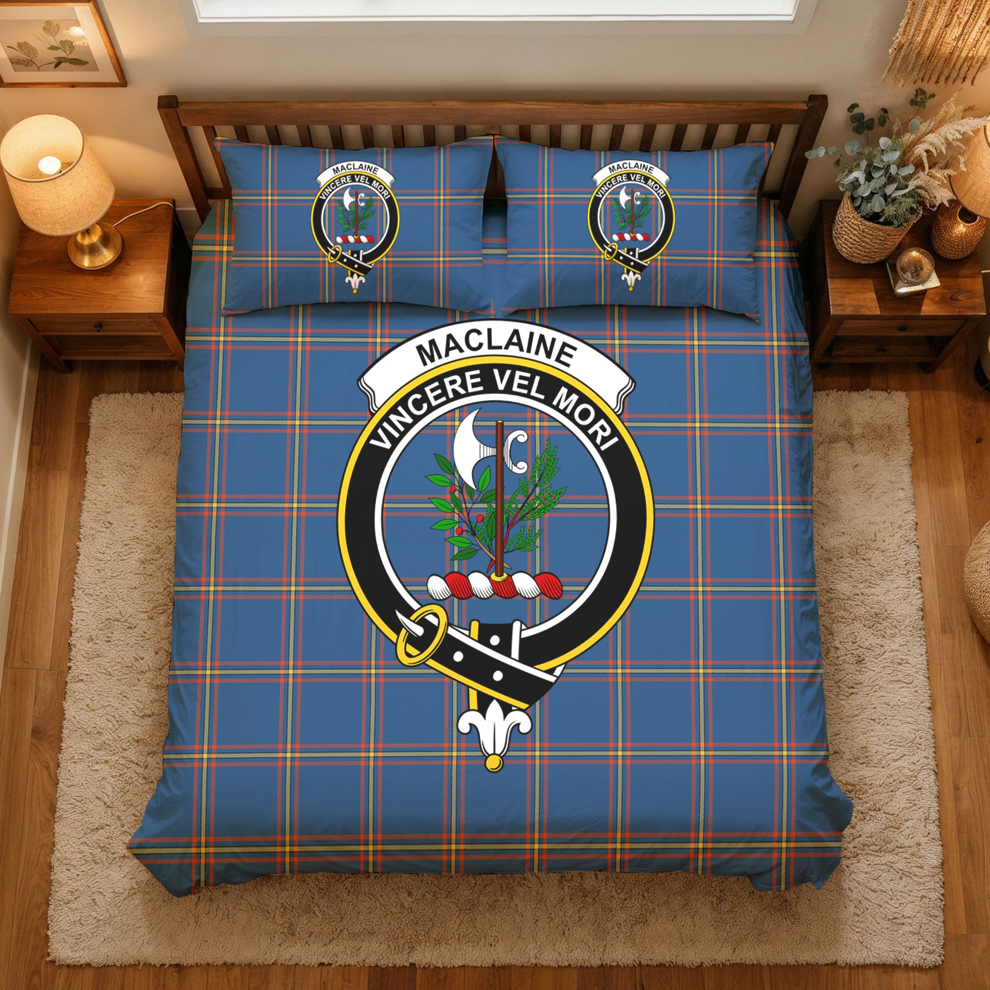 MacLaine of Loch Buie Hunting Ancient Tartan Crest Bedding Set