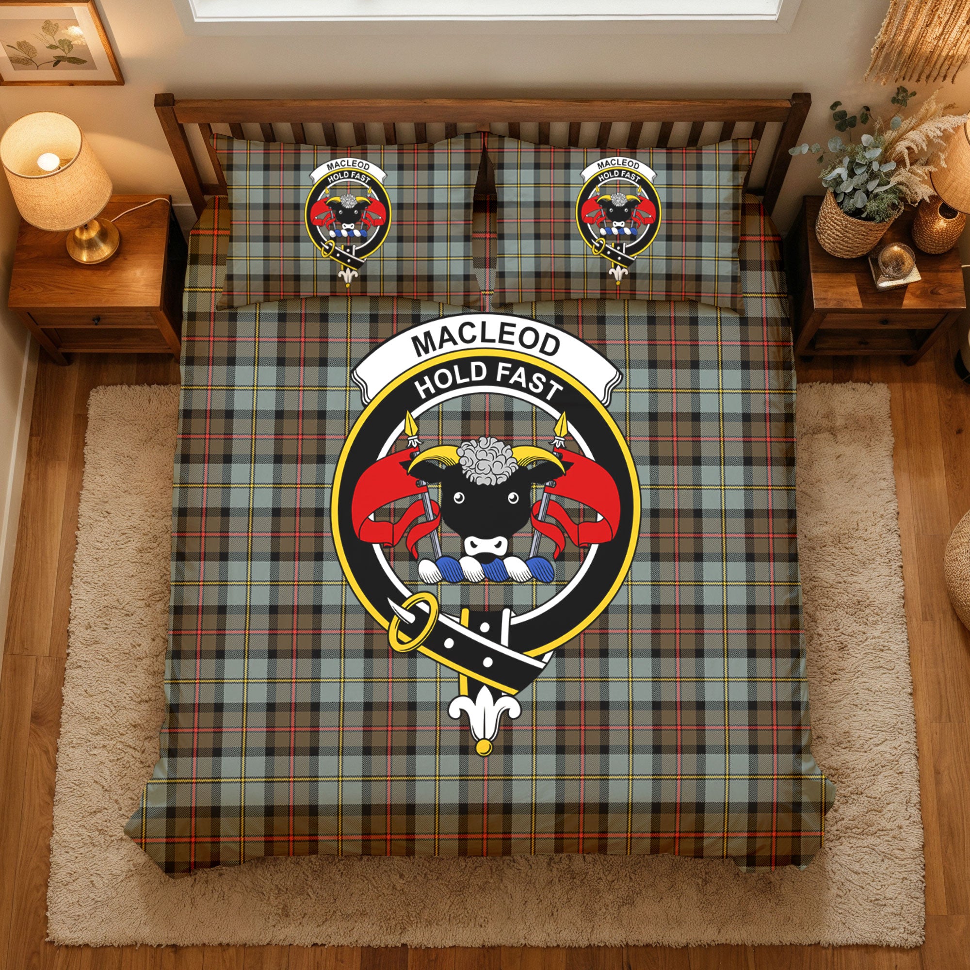 MacLeod of Harris Weathered Tartan Crest Bedding Set