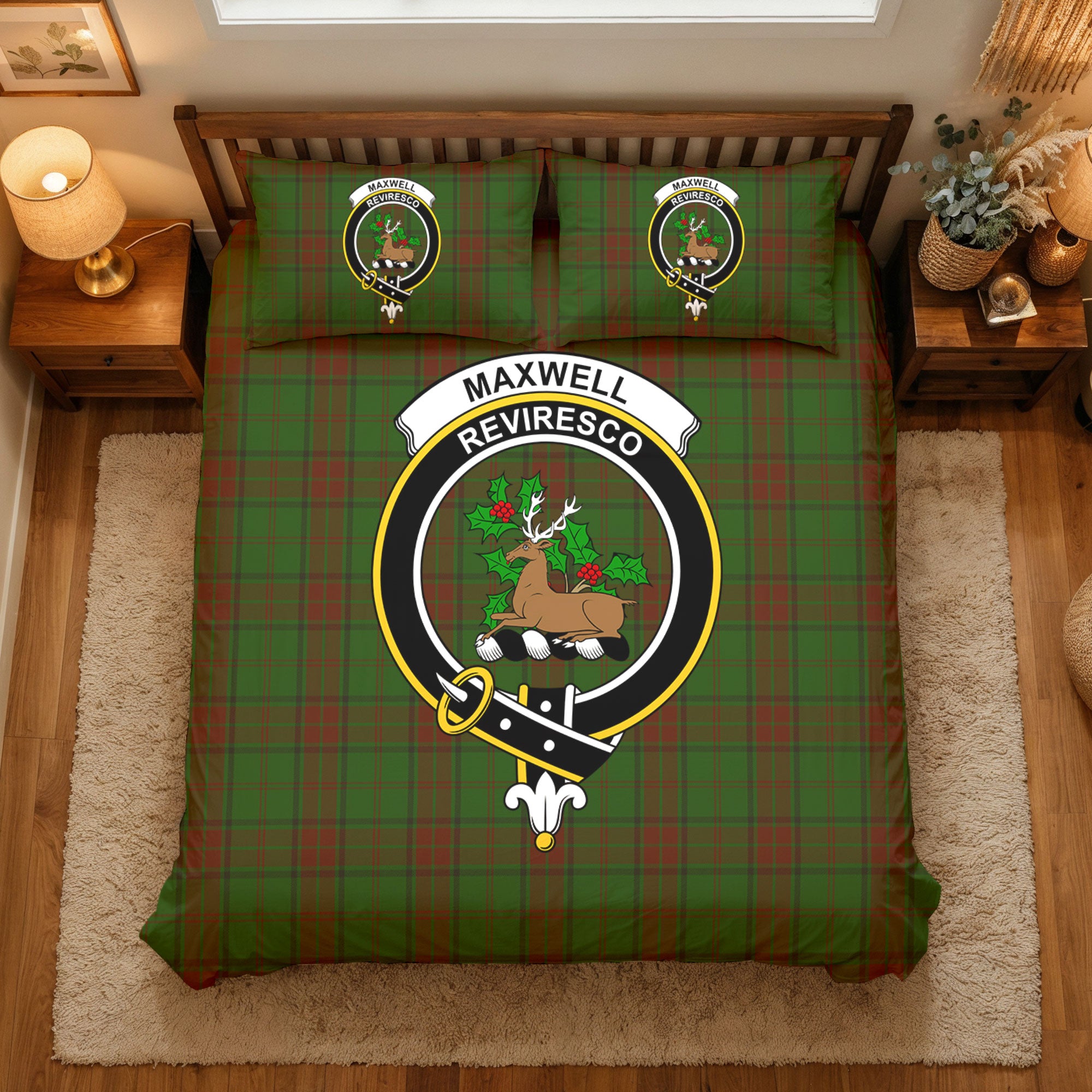 Maxwell Hunting Tartan Crest Bedding Set