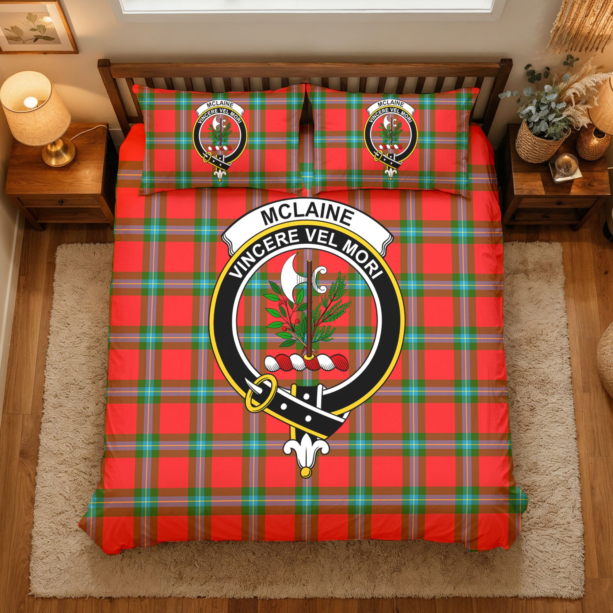 McLaine of Loch Buie Tartan Crest Bedding Set