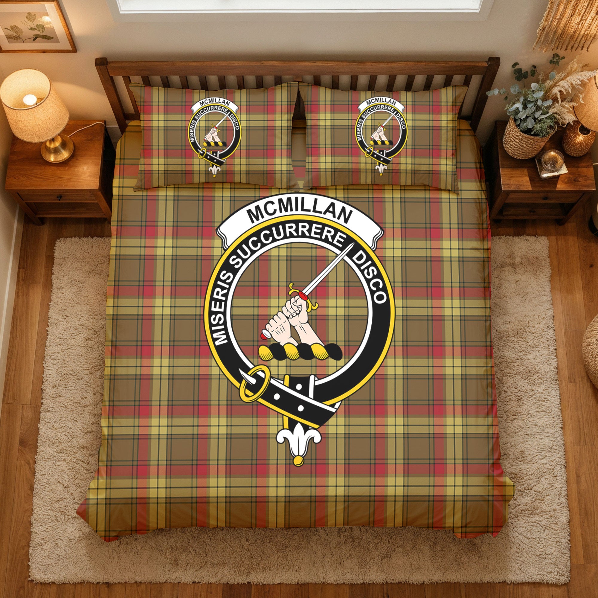 McMillan Old Weathered Tartan Crest Bedding Set